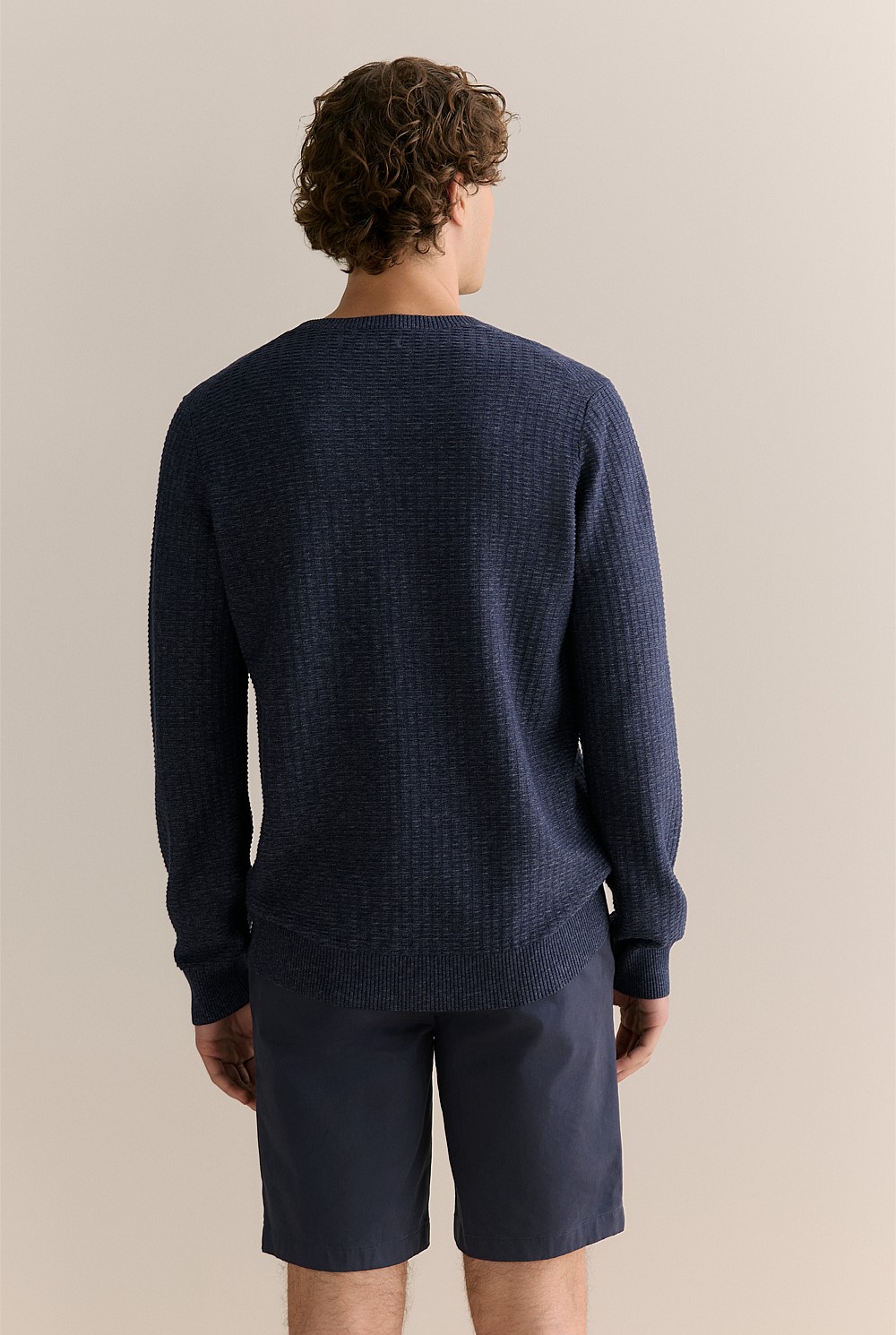 Cotton Mouline Textured Crew Knit