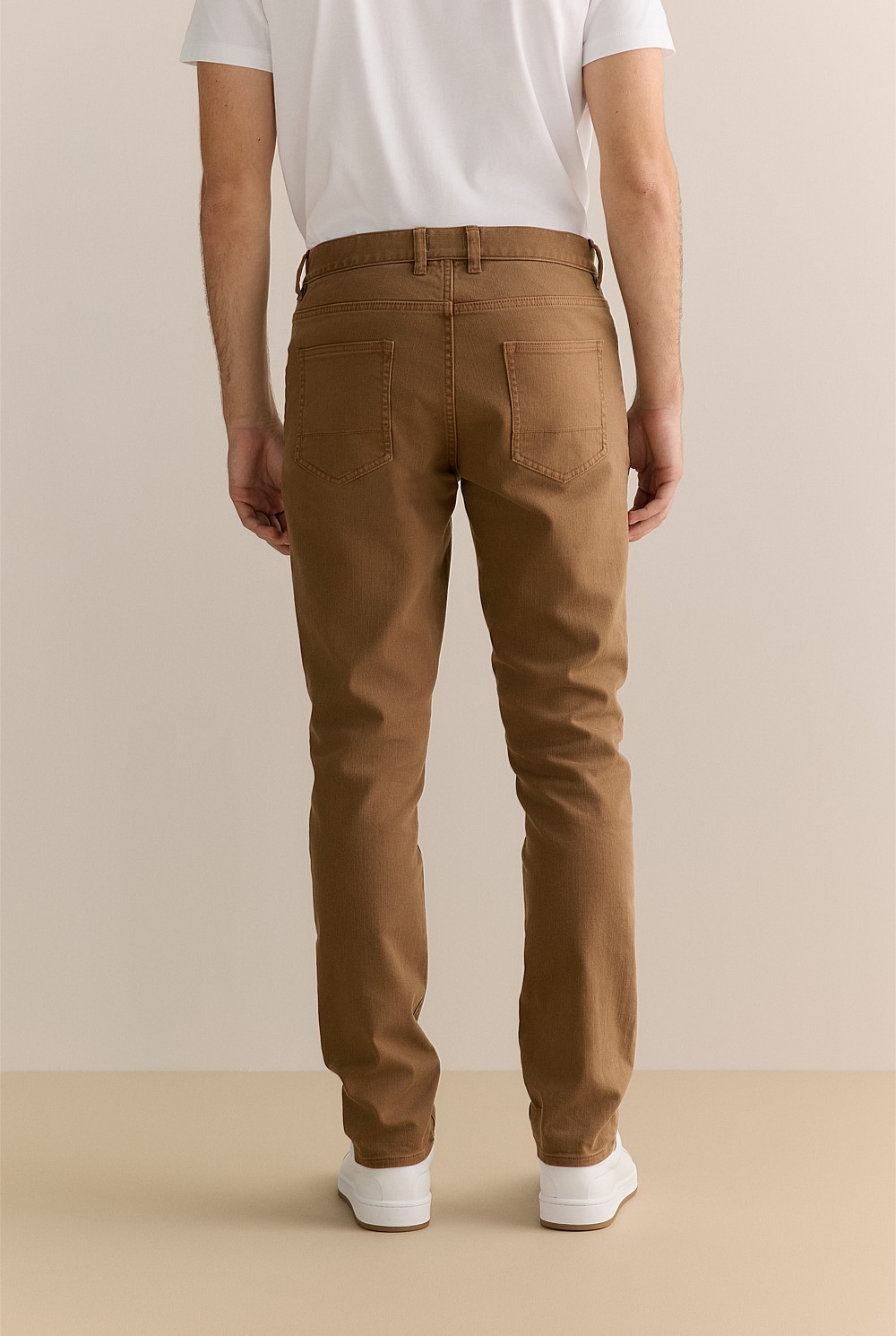 Regular Fit Garment Dyed Twill Five Pocket Pant