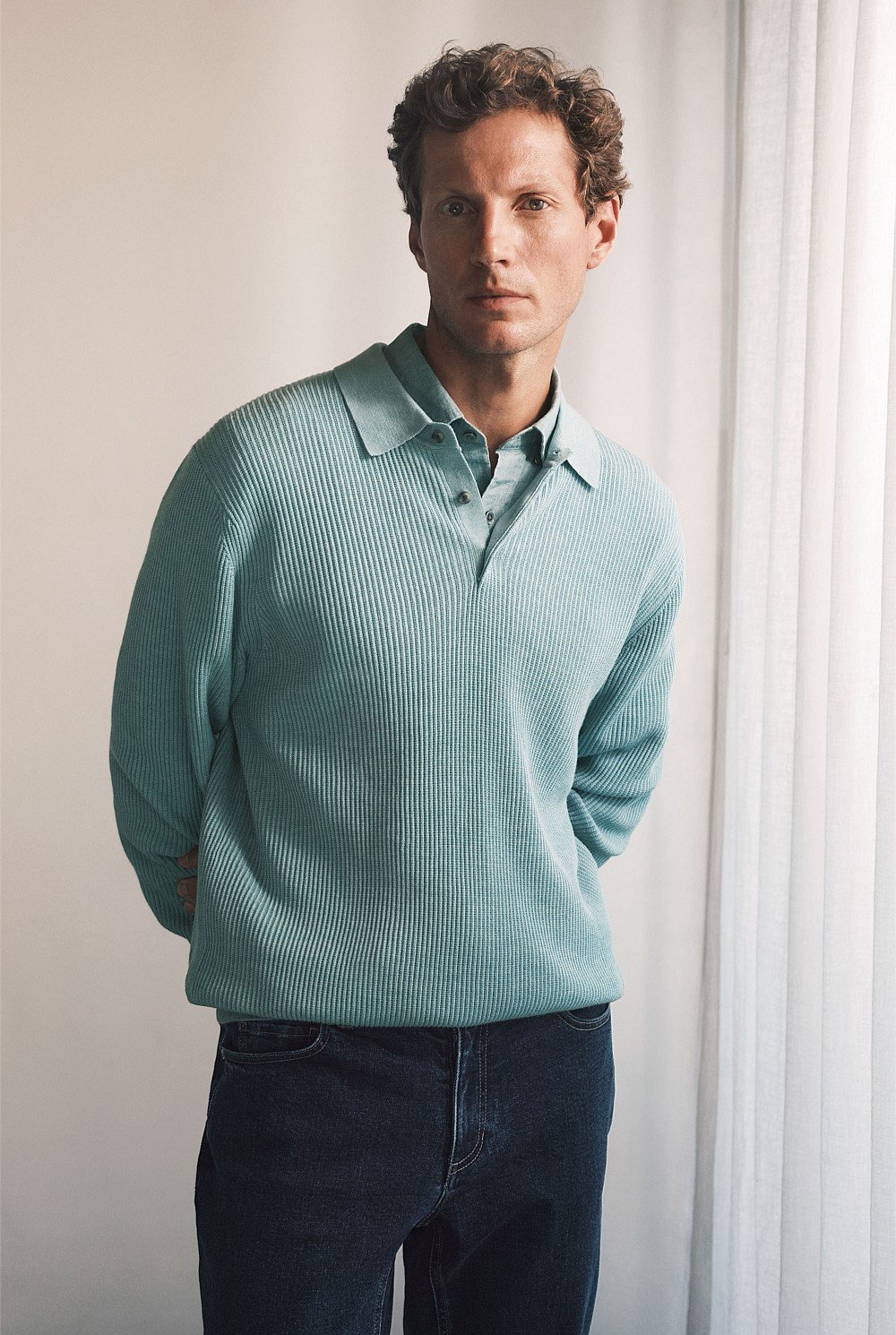 Merino Textured Rib Polo