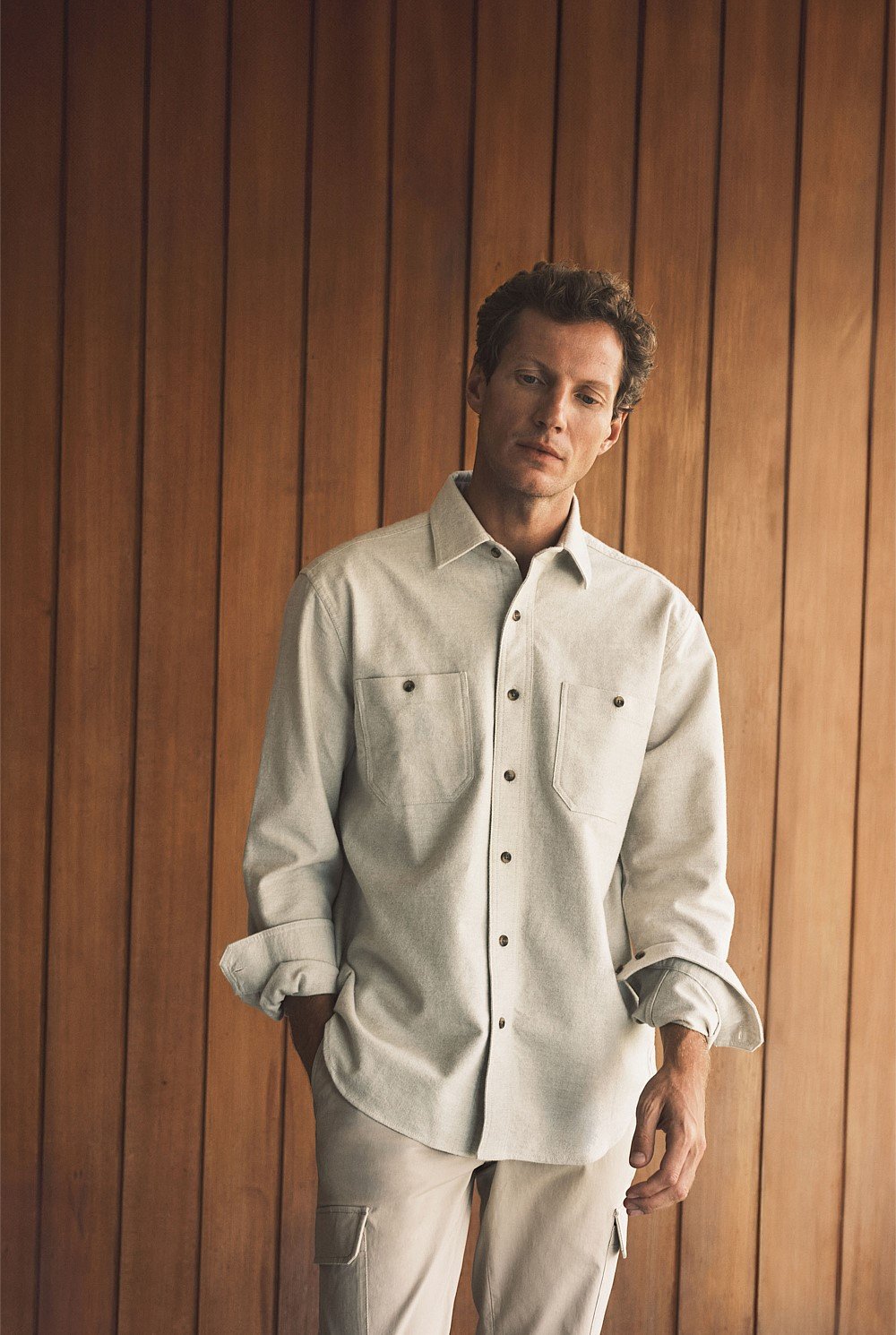 Organically Grown Cotton Brushed Twill Overshirt