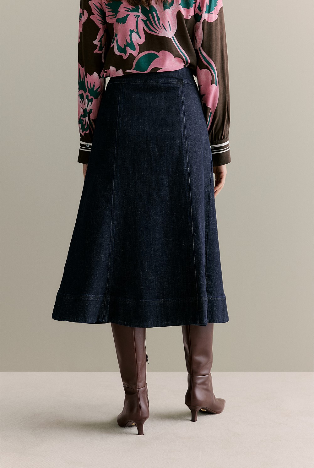 Australian Cotton Blend Denim A-Line Skirt