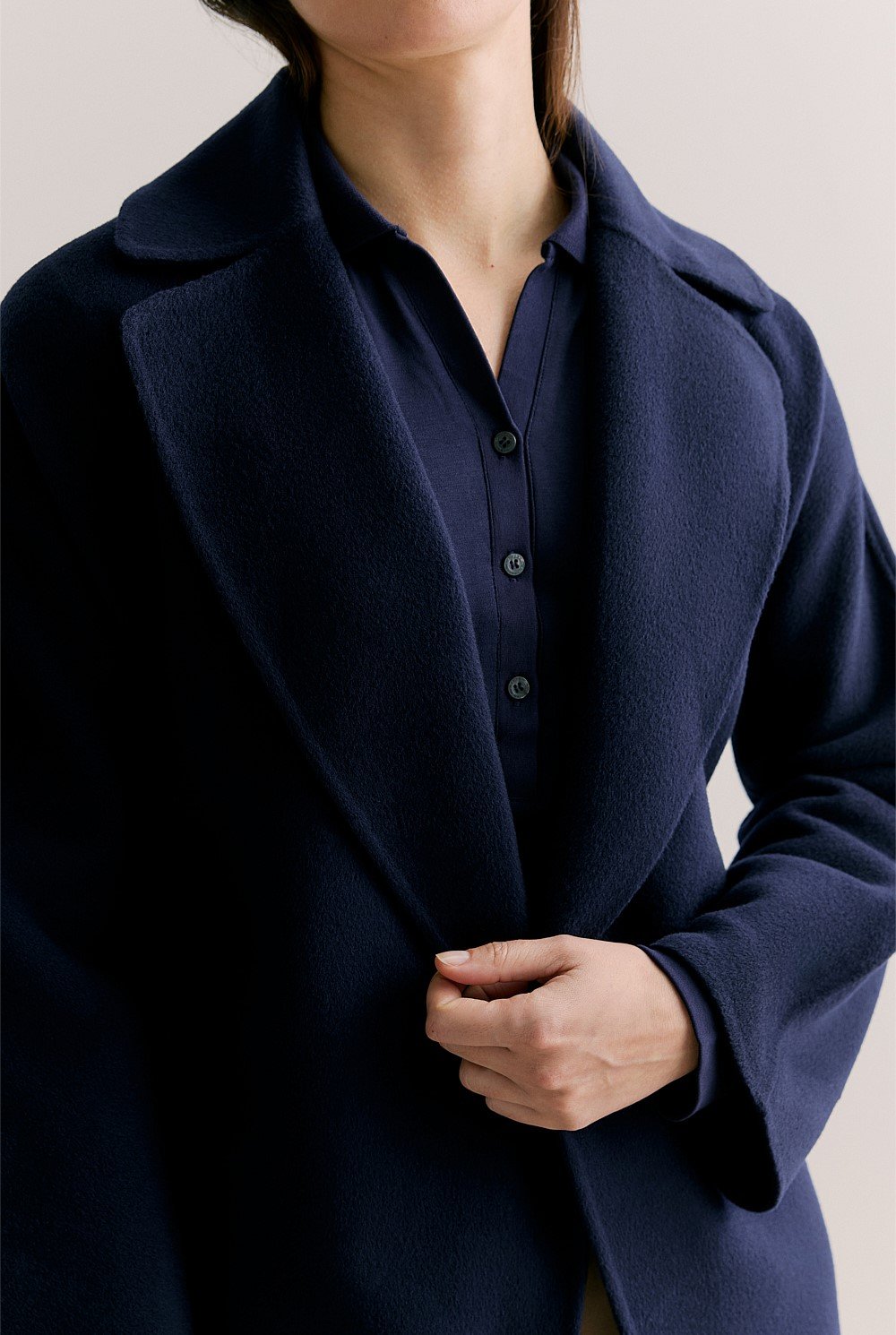 Double Faced Wool Belted Wrap Coat