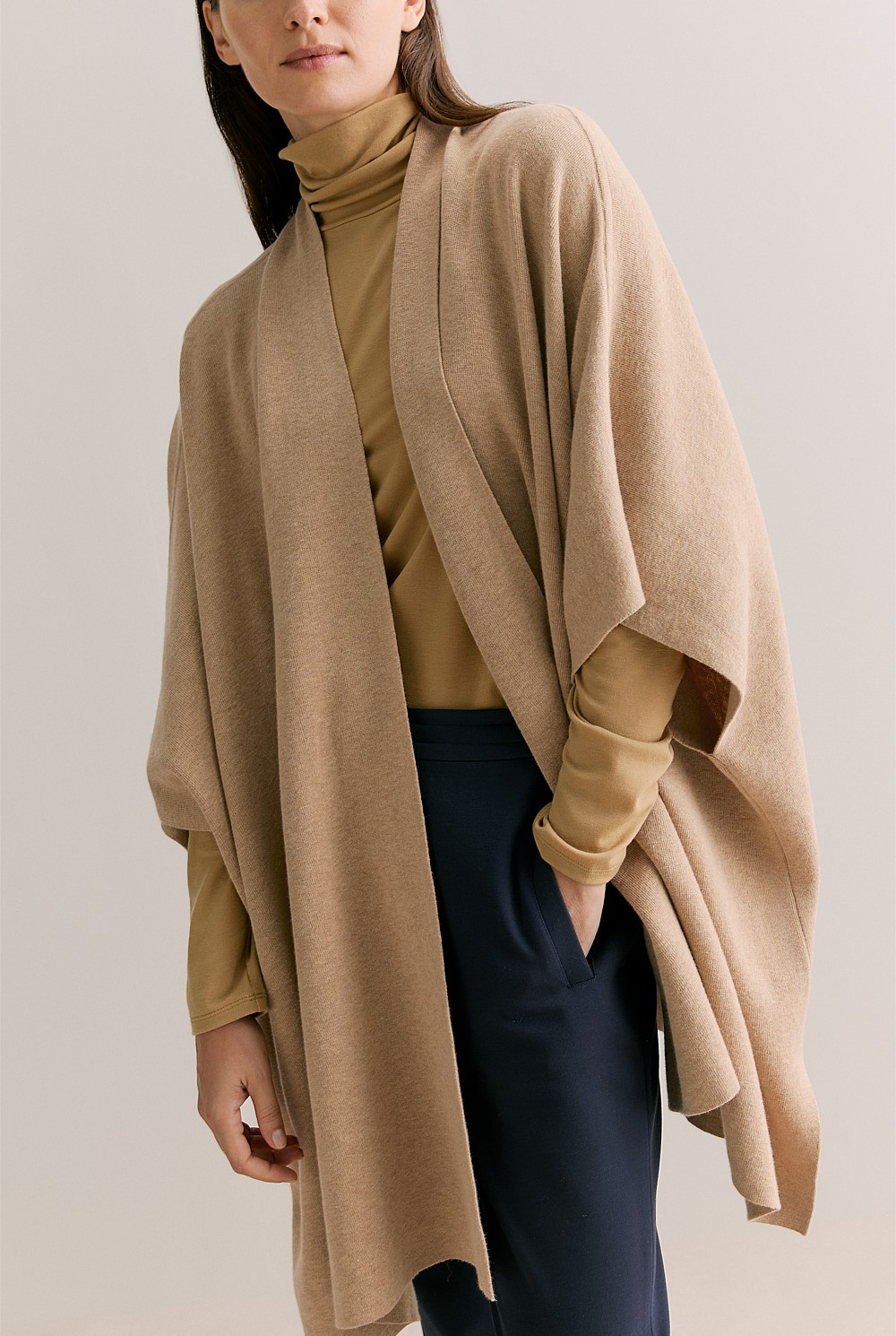 Cotton Cashmere Blend Poncho