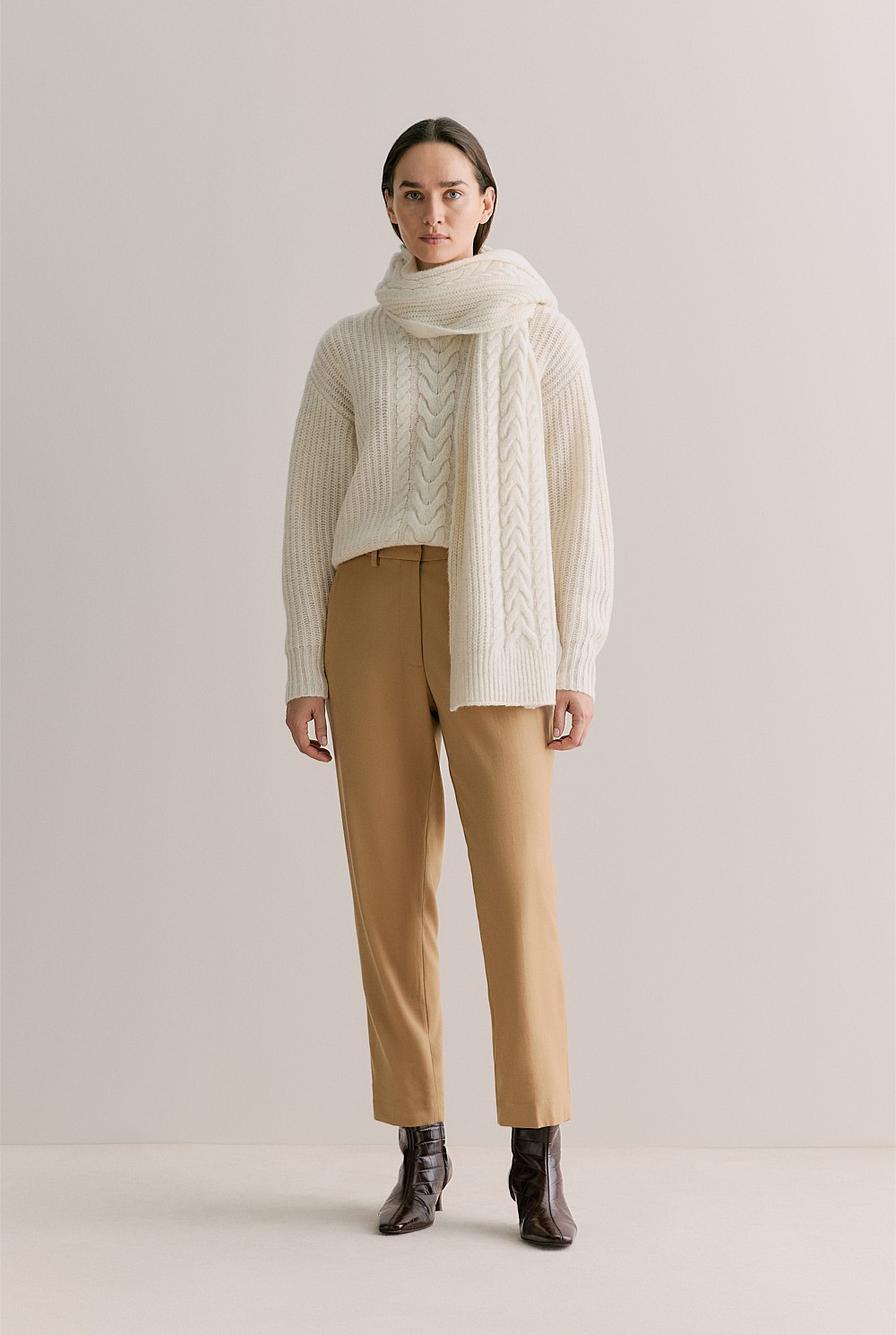 Merino Cable Mock Neck