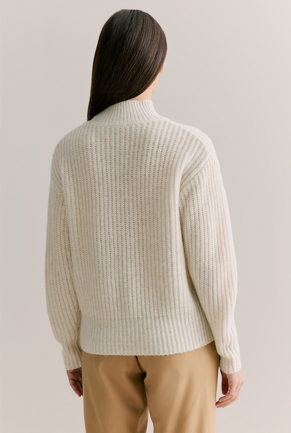 Merino Cable Mock Neck