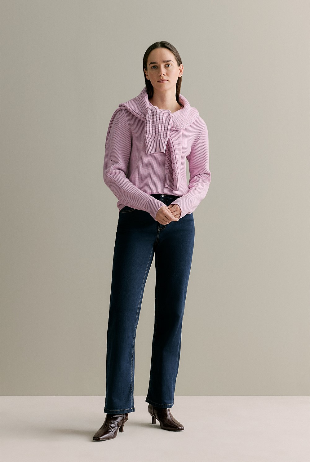 Merino Rib Pointelle Crew