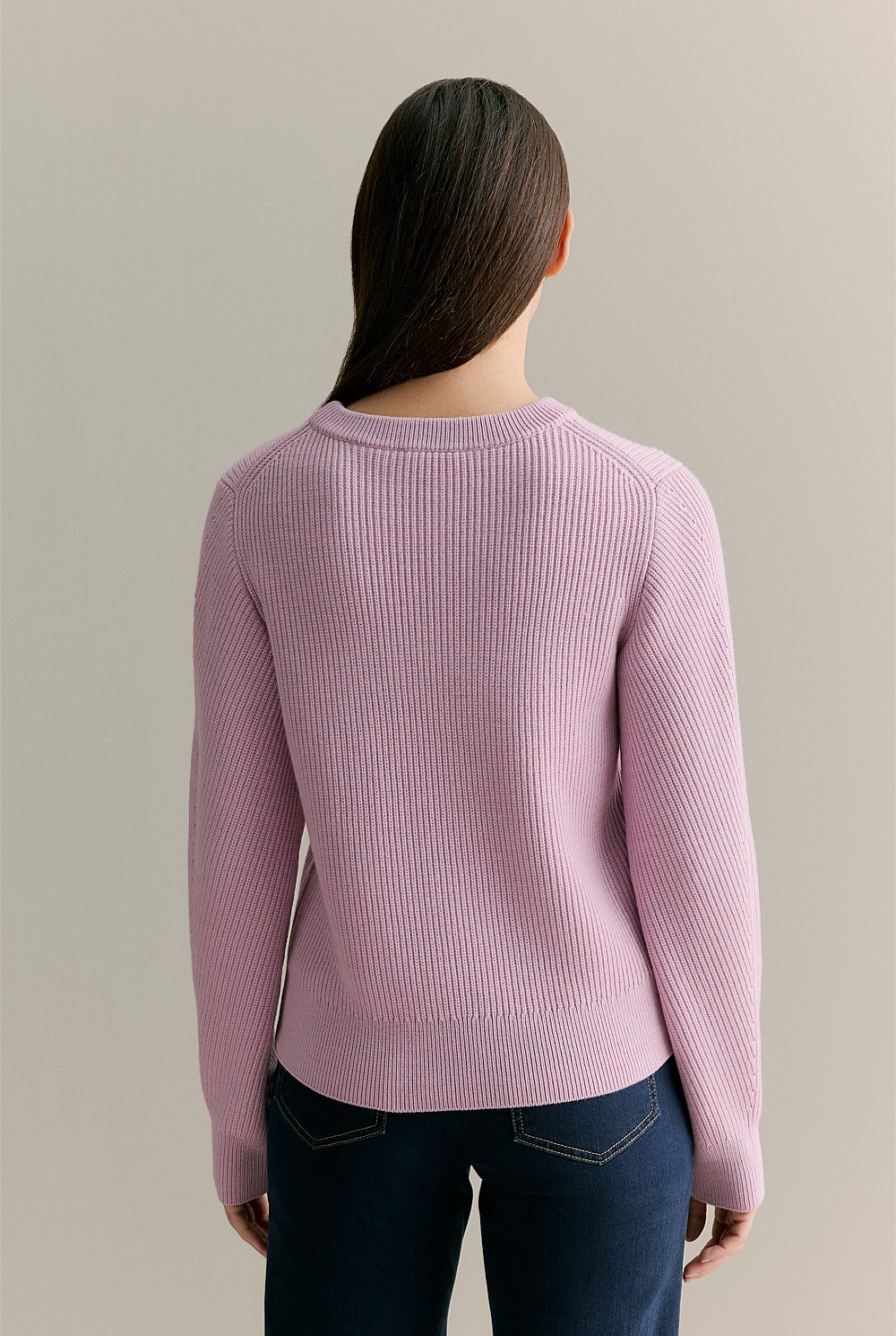 Merino Rib Pointelle Crew