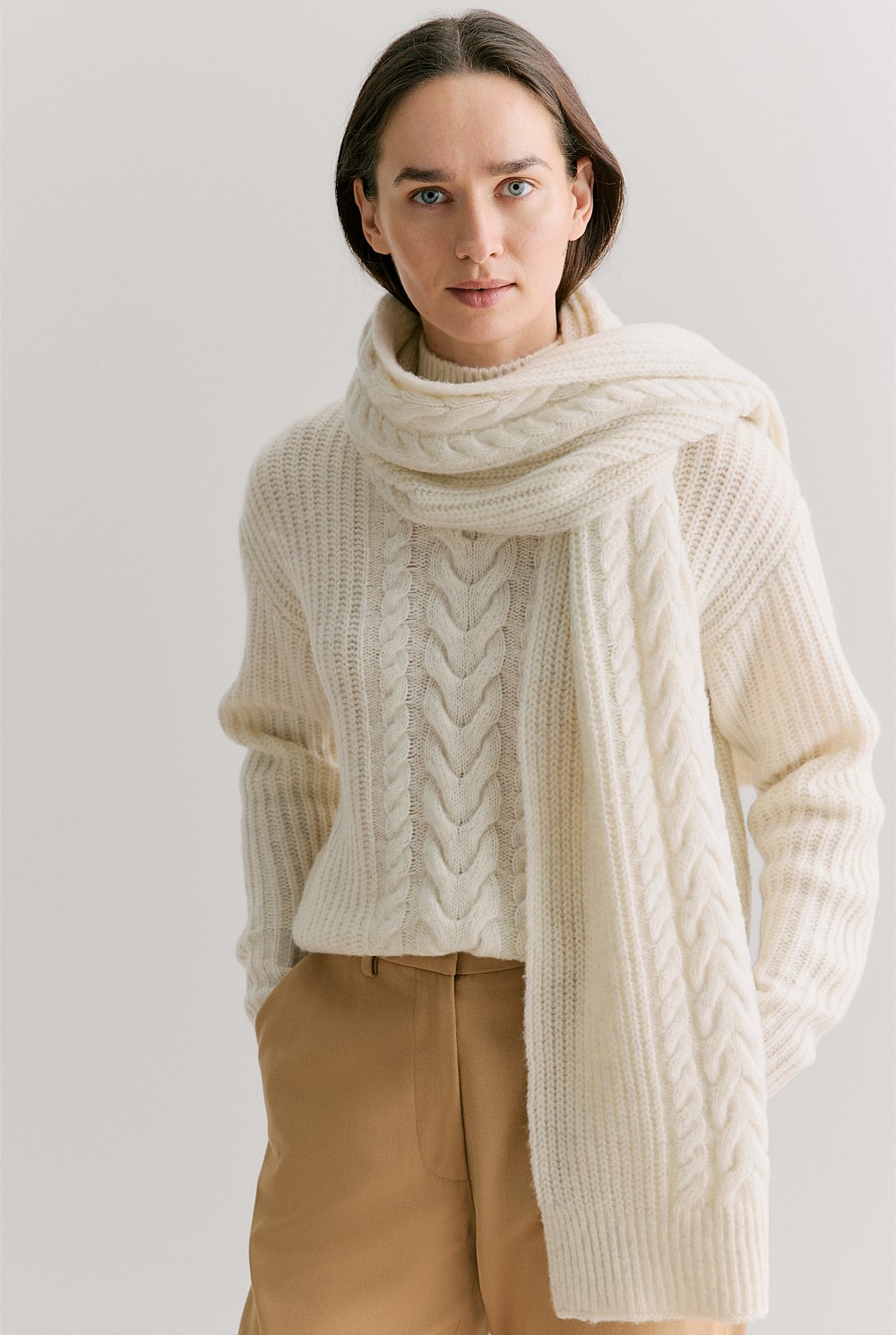 Merino Cable Knit Scarf