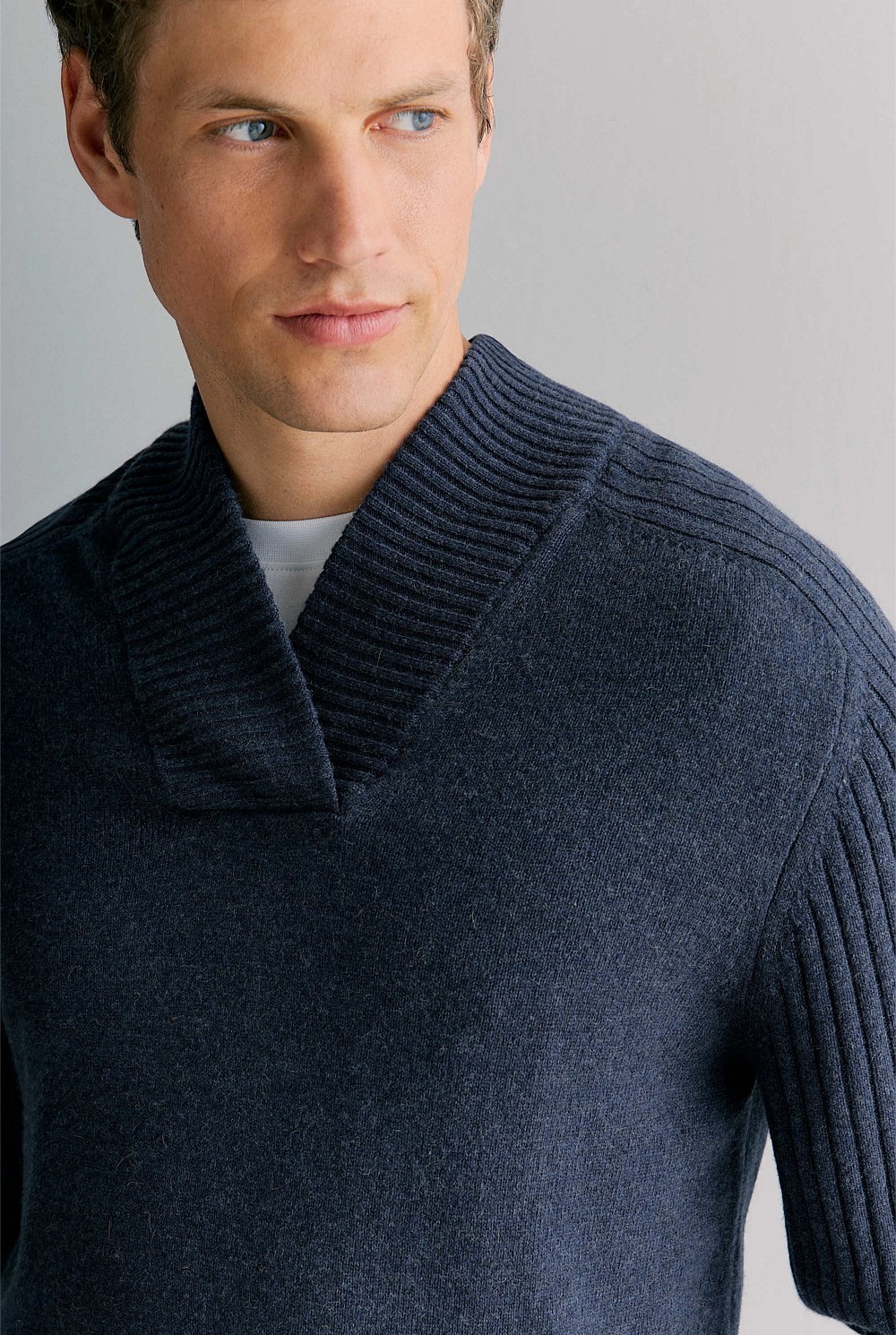 Wool Shawl Neck Pullover