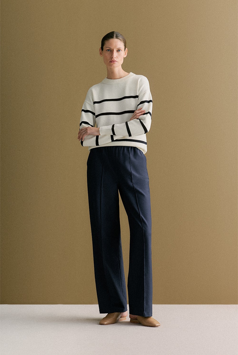 Ponte Pintuck Detail Straight Leg Pant