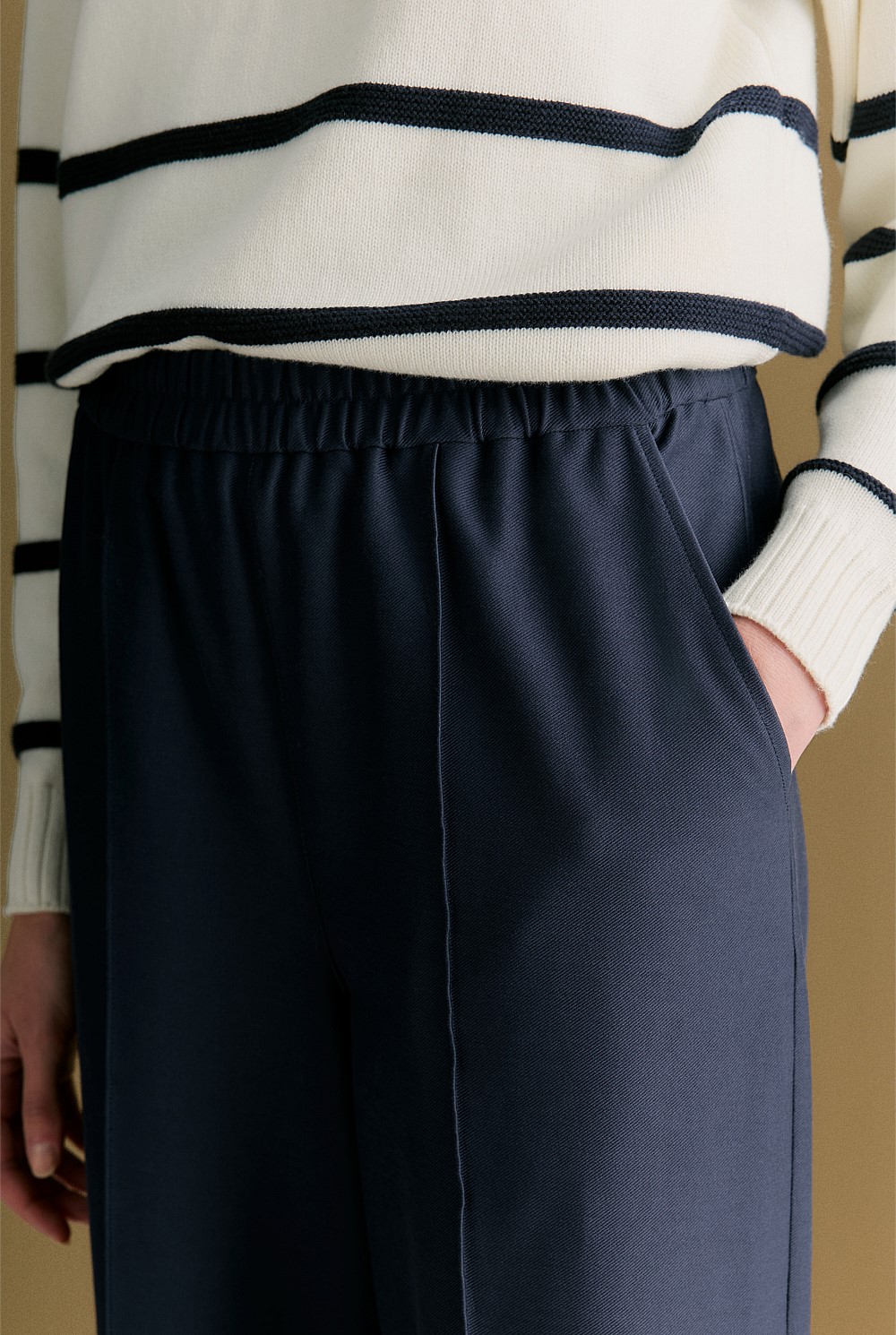 Ponte Pintuck Detail Straight Leg Pant