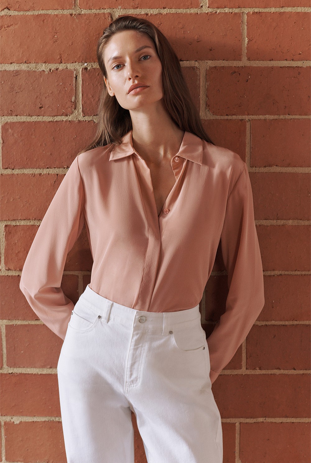 Silk Concealed Placket Shirt