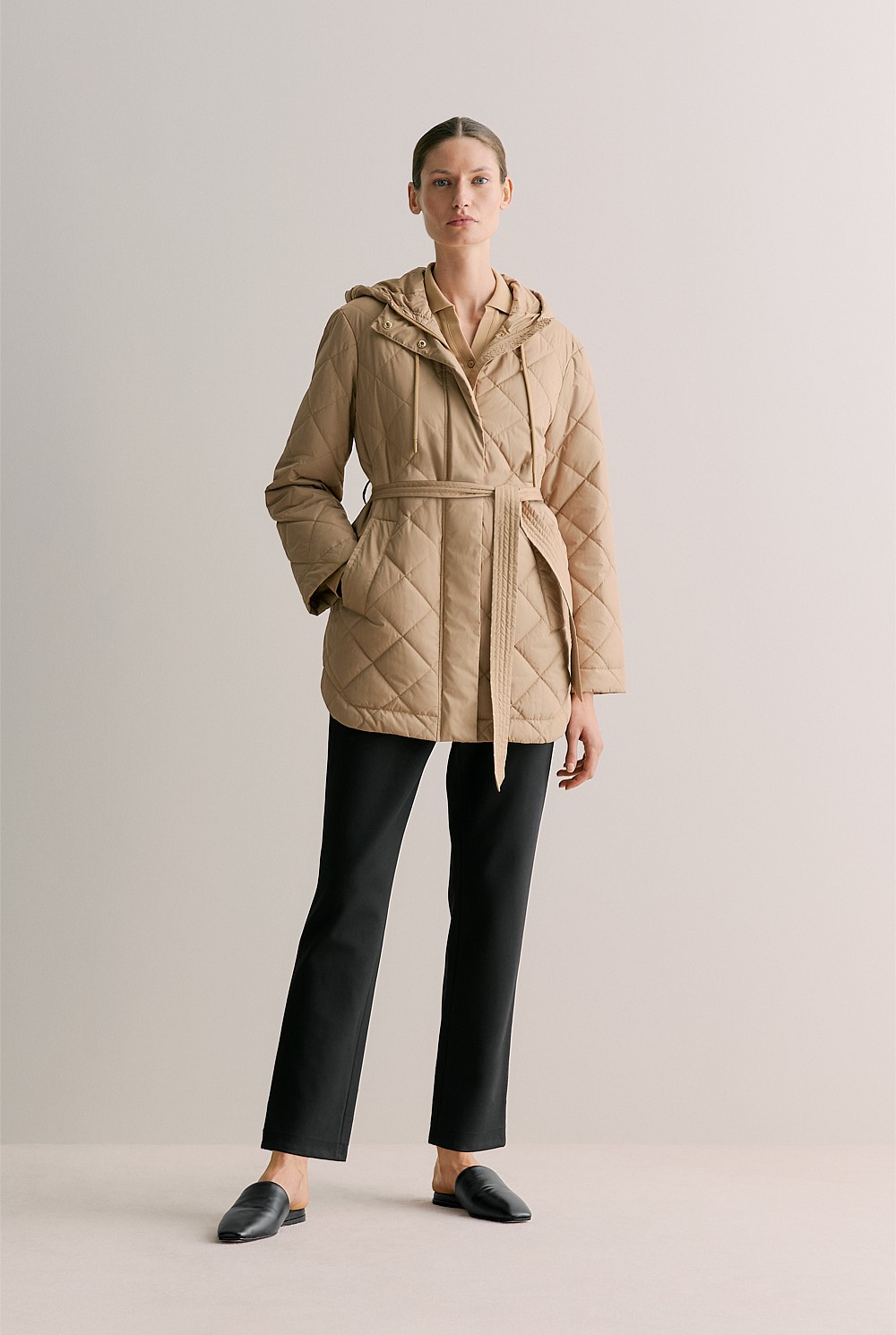 Diamond Quilted Hooded Anorak