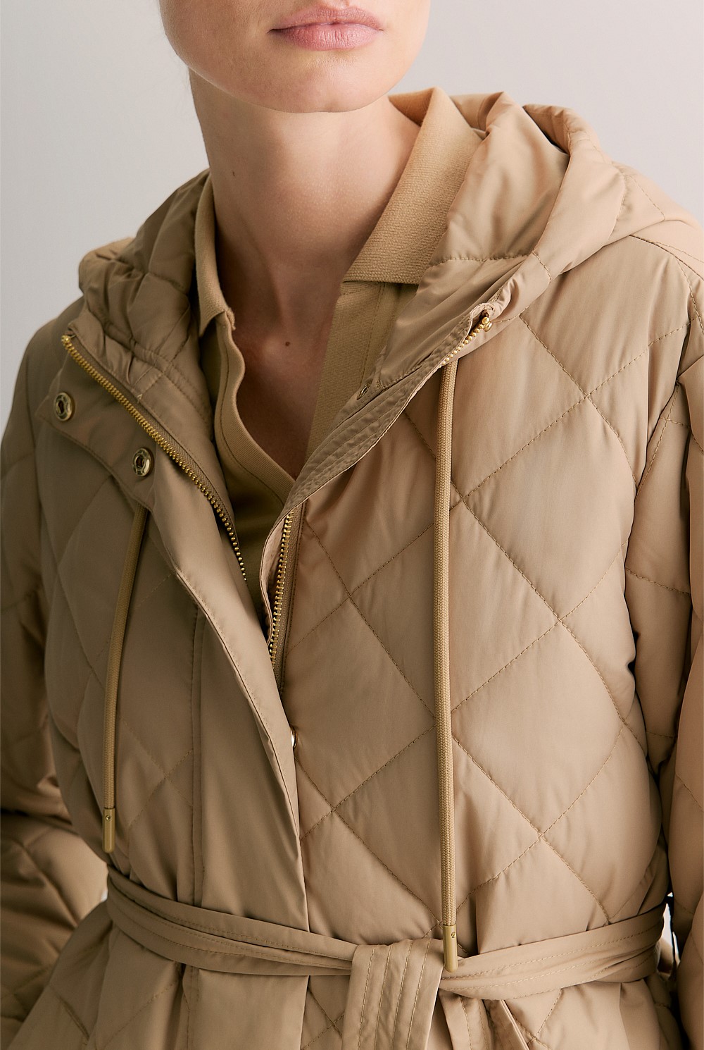Diamond Quilted Hooded Anorak