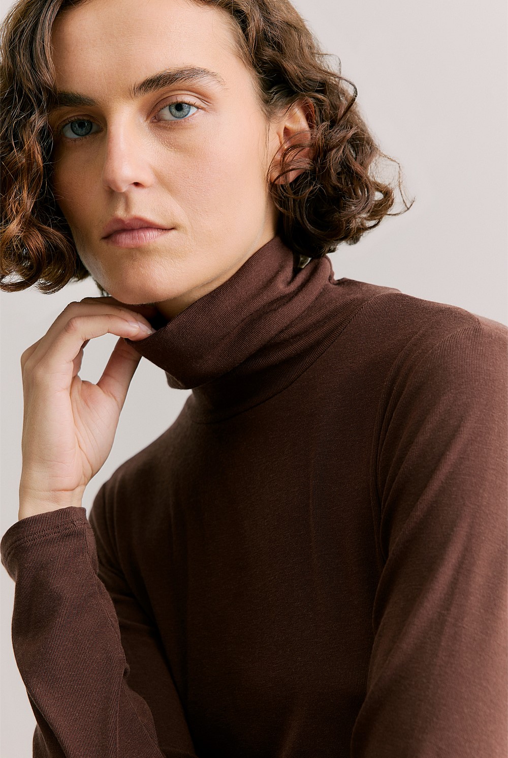 Tencel Wool Fine Rib Rollneck