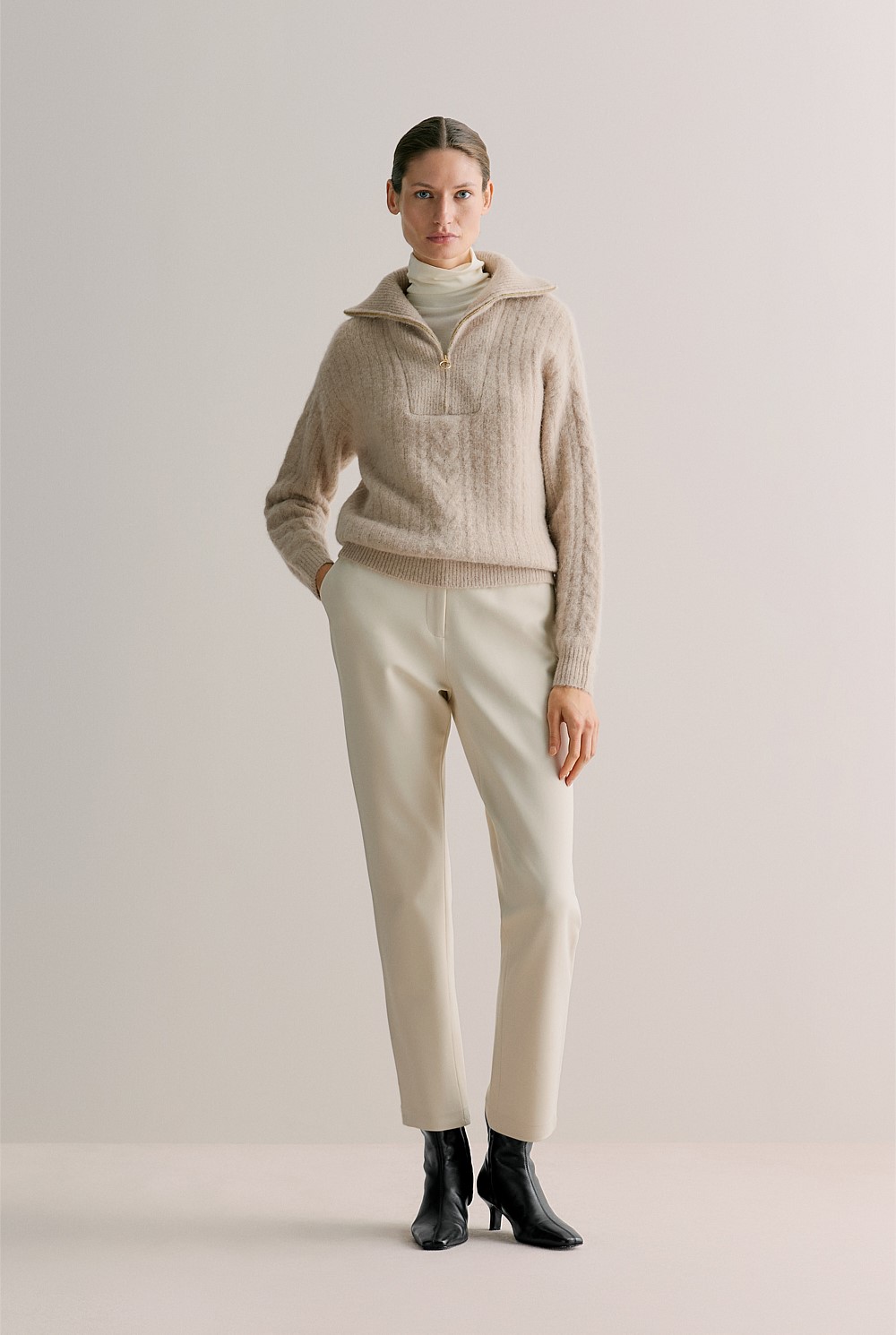 Tencel Wool Fine Rib Rollneck