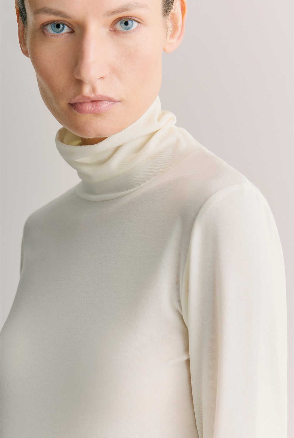 Tencel Wool Fine Rib Rollneck