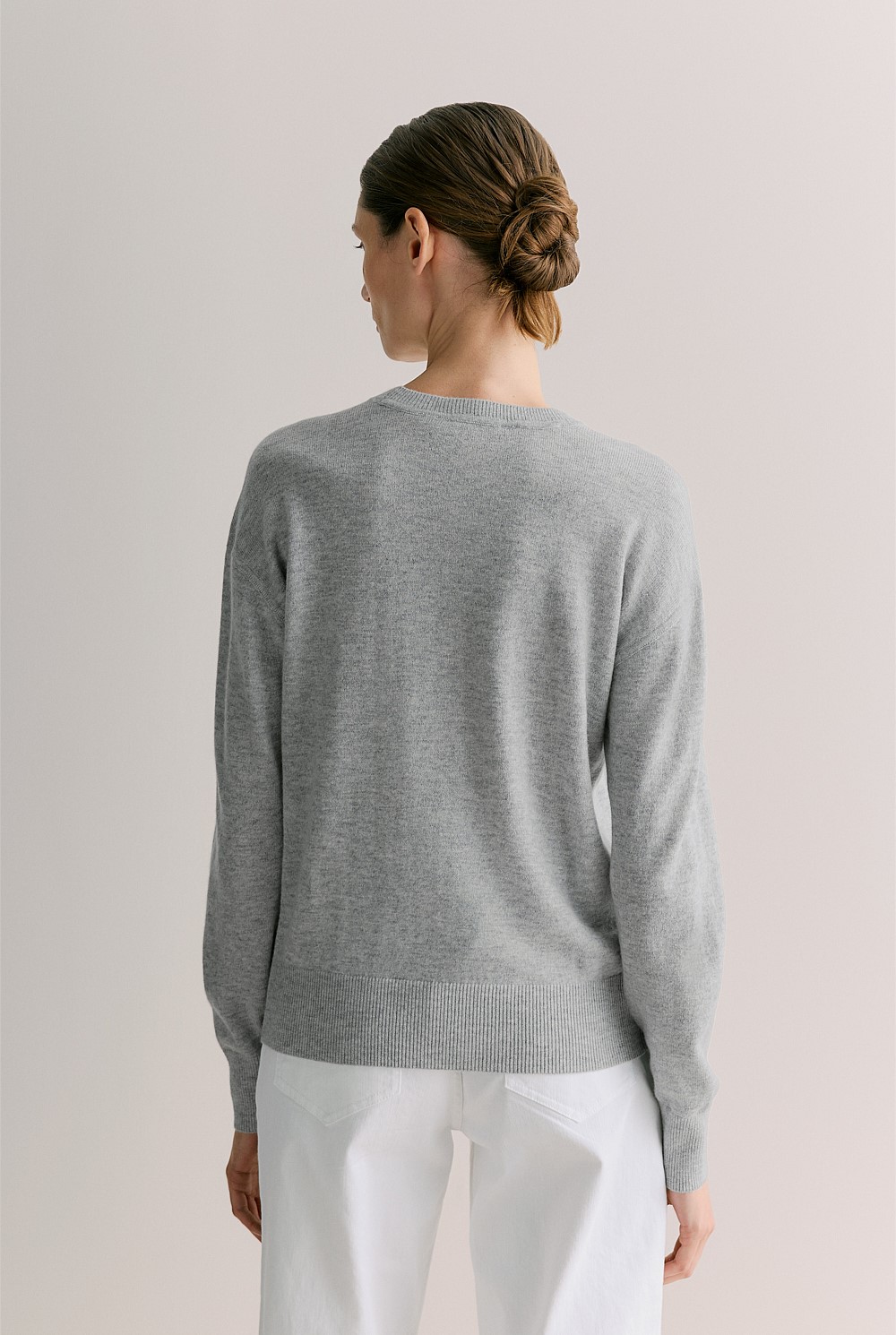 Merino Cashmere Forward Shoulder Seam Relaxed Crew