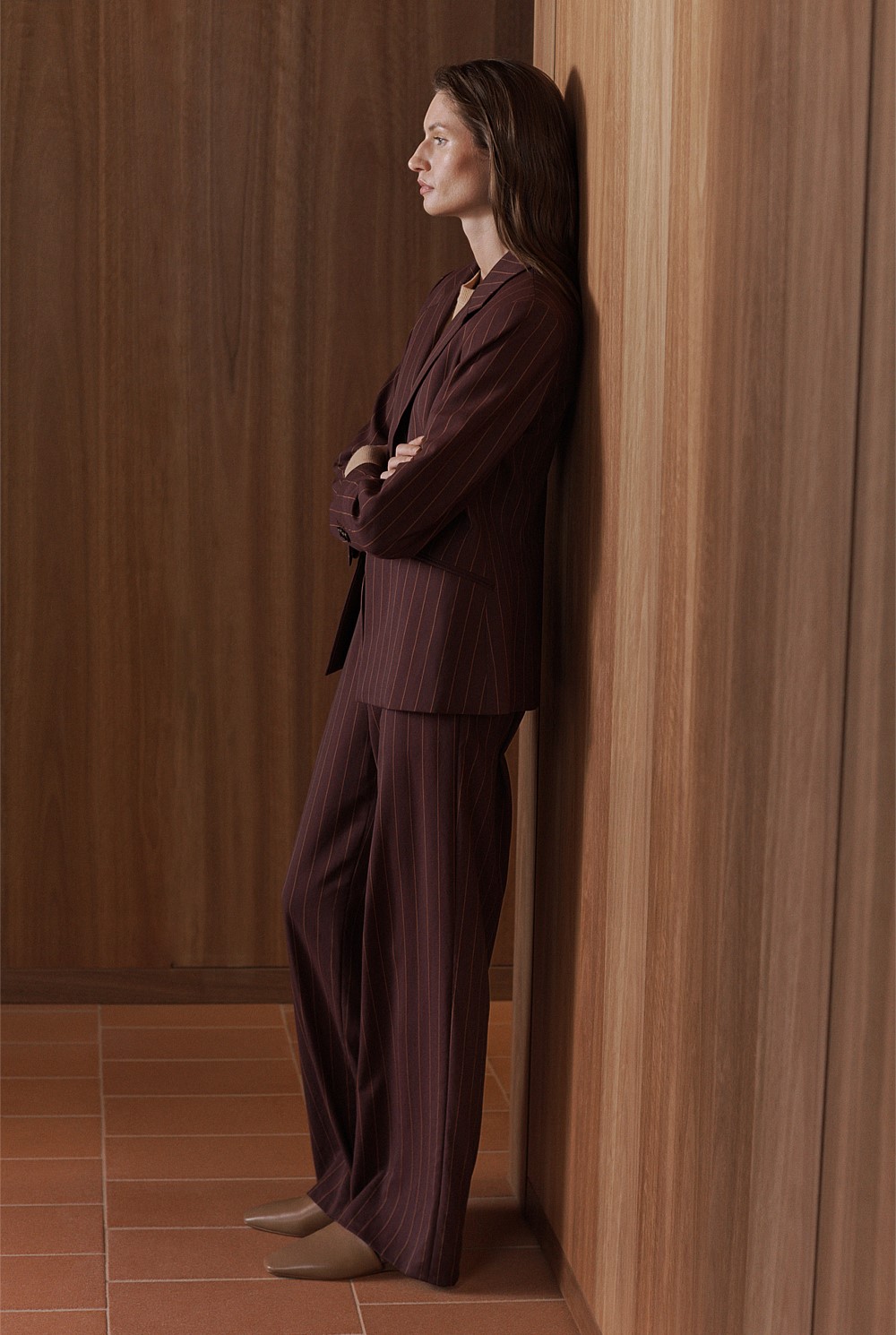 Stretch Wool Pinstripe Pant