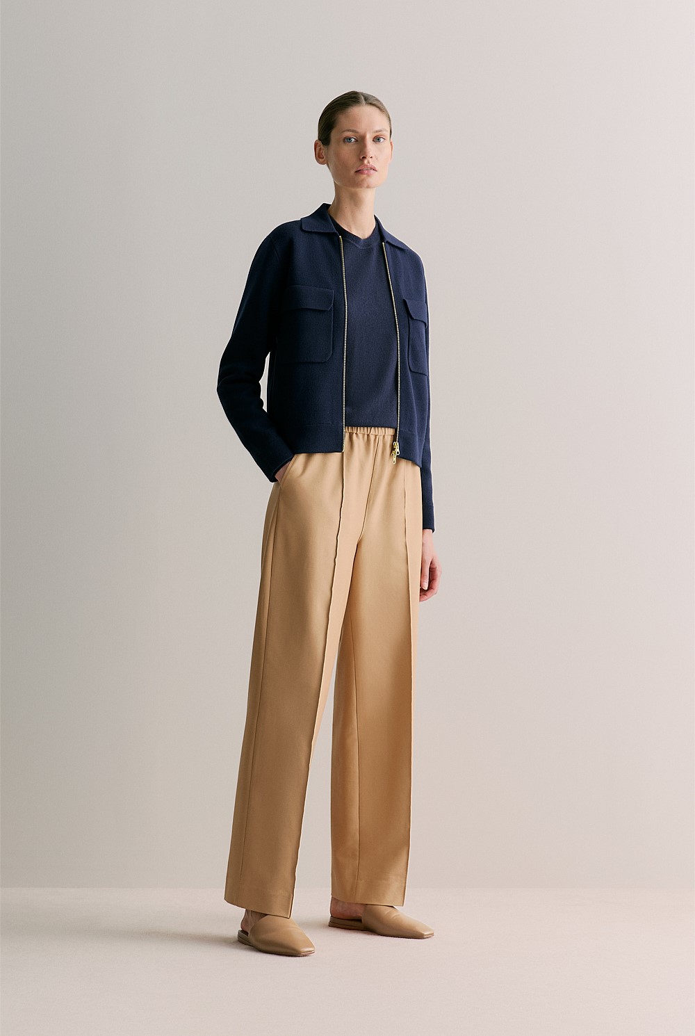 Merino Cashmere Forward Shoulder Seam Relaxed Crew