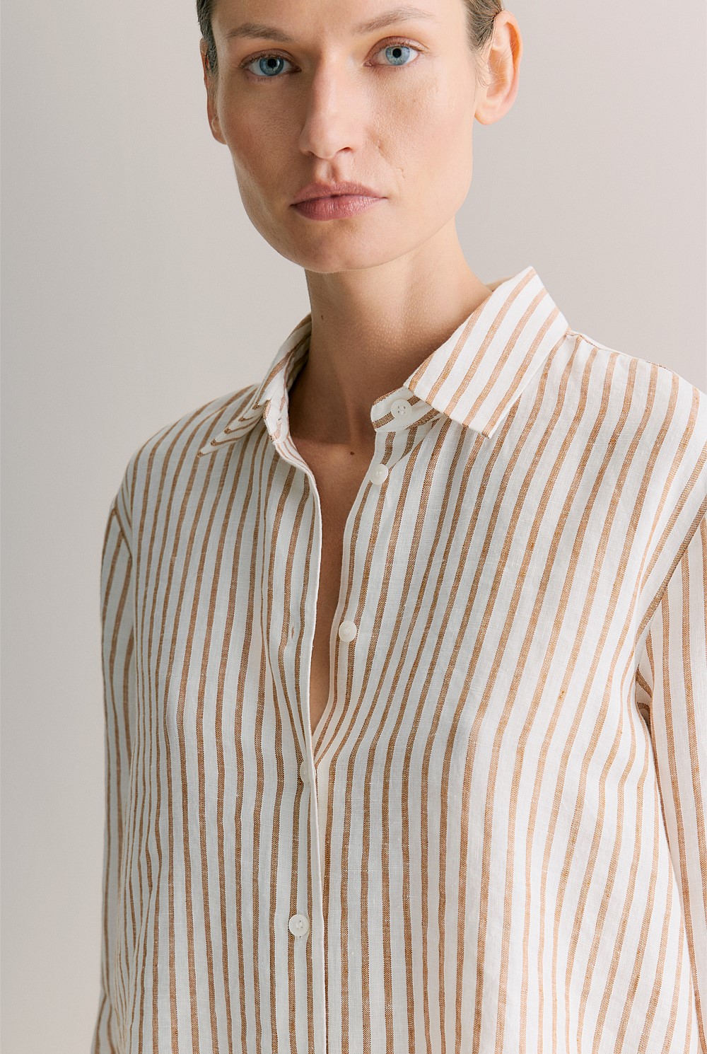 Linen End on End Stripe Shirt