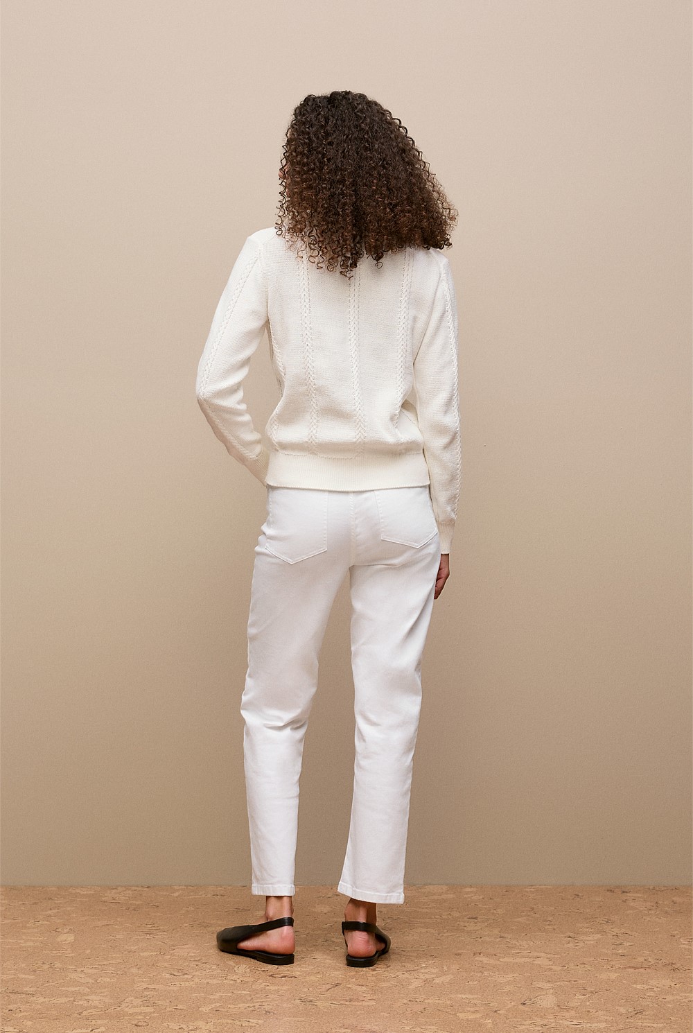 Cotton Cable Knit Polo