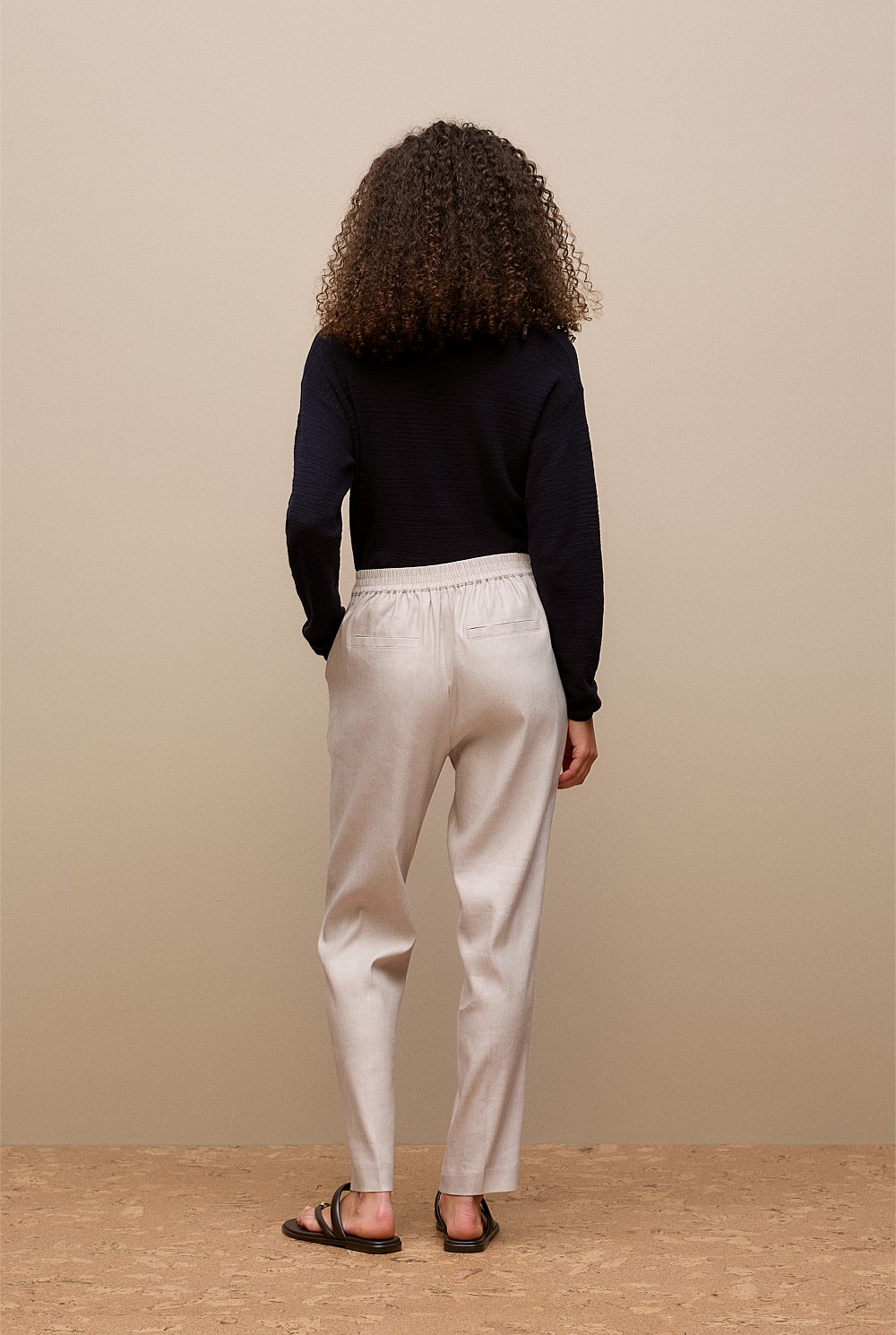Stretch Linen Blend Pull On Pant