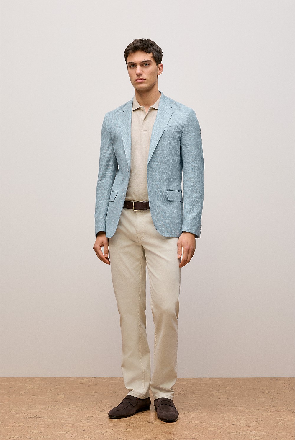 Tailored Fit Italian Wool Cotton Blend Blazer