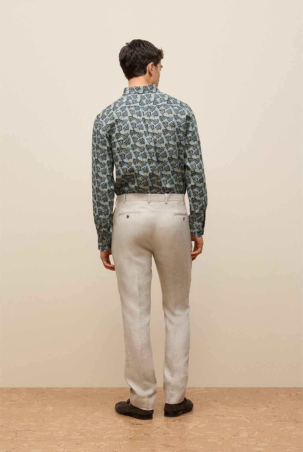 Regular Fit Linen Palm Frond Shirt