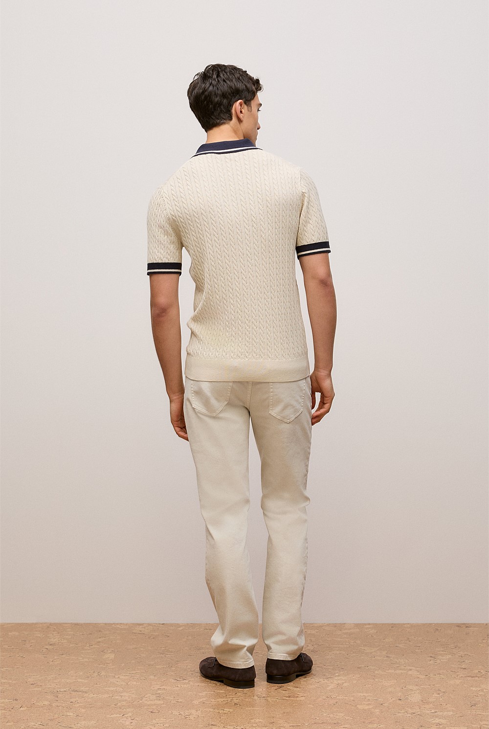 Cable Knit Short Sleeve Polo