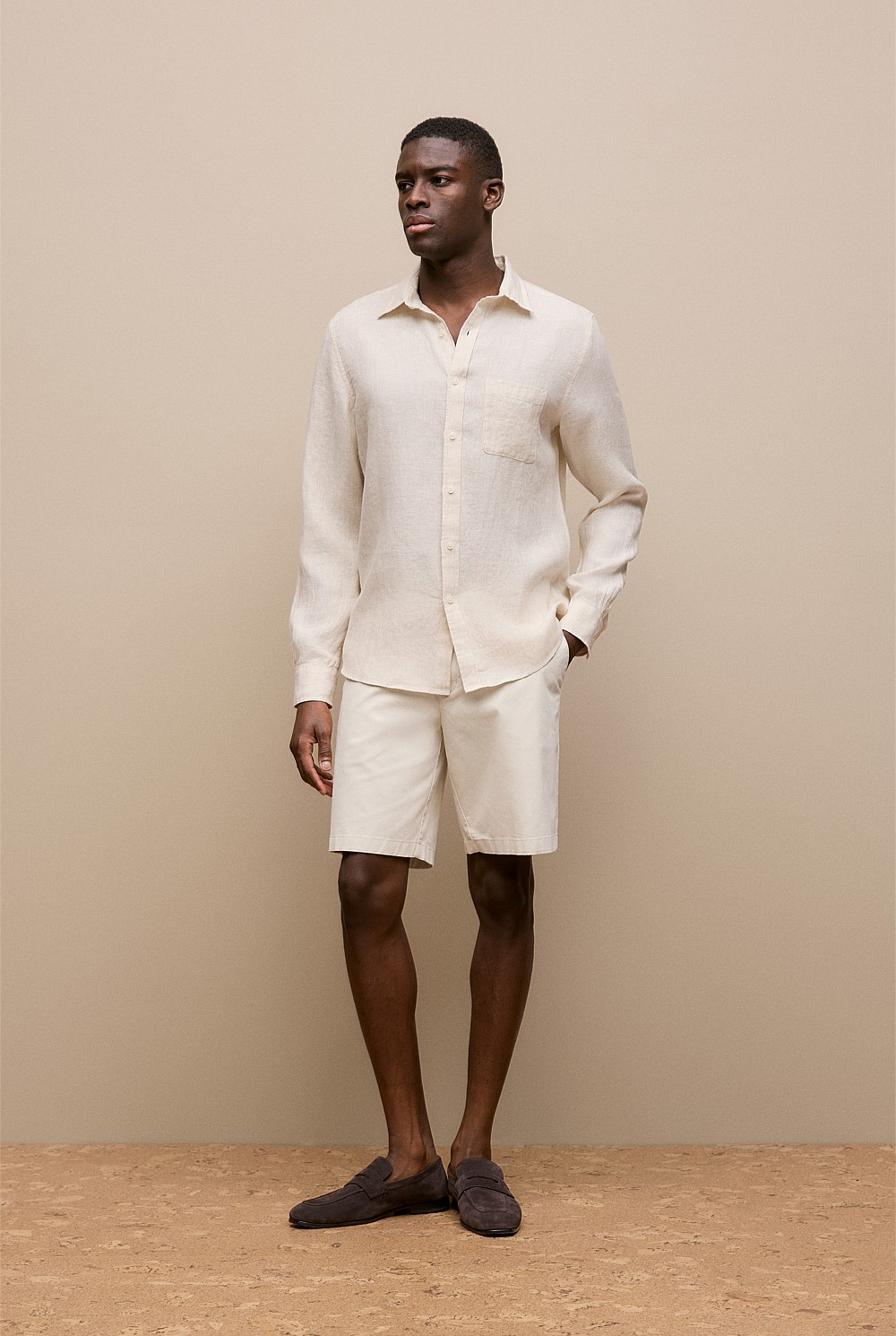 Regular Fit Linen Fine Stripe Shirt