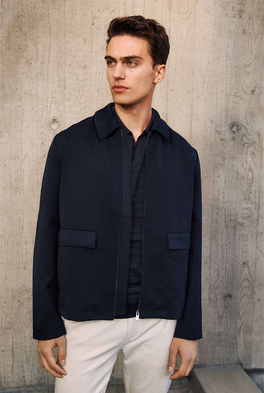 Twill Pocket Detail Zip Jacket