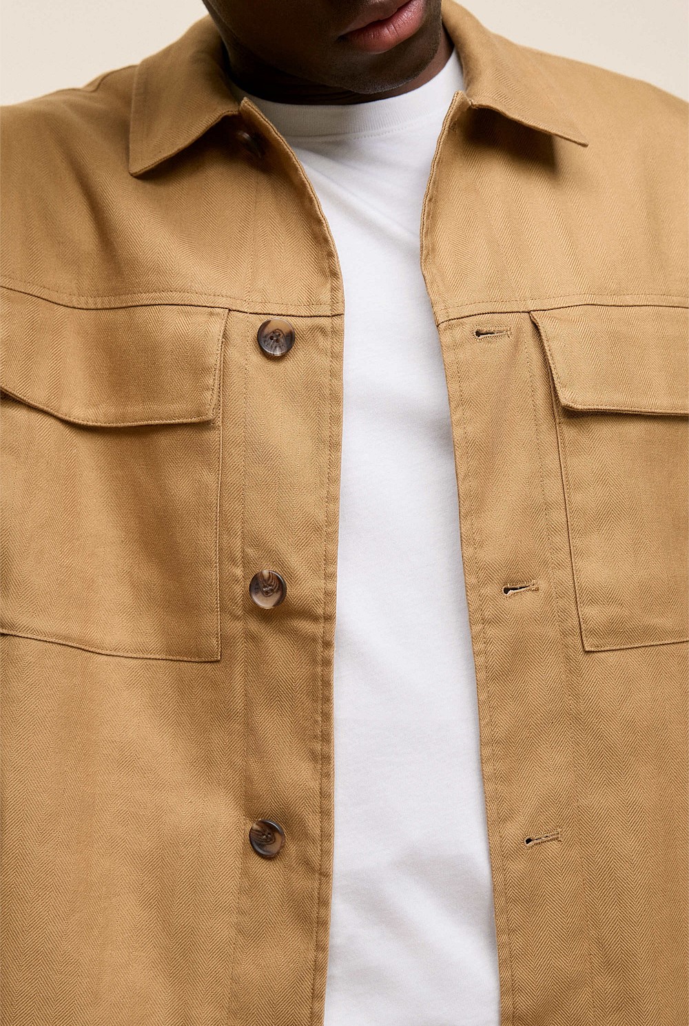 Linen Cotton Herringbone Chore Jacket