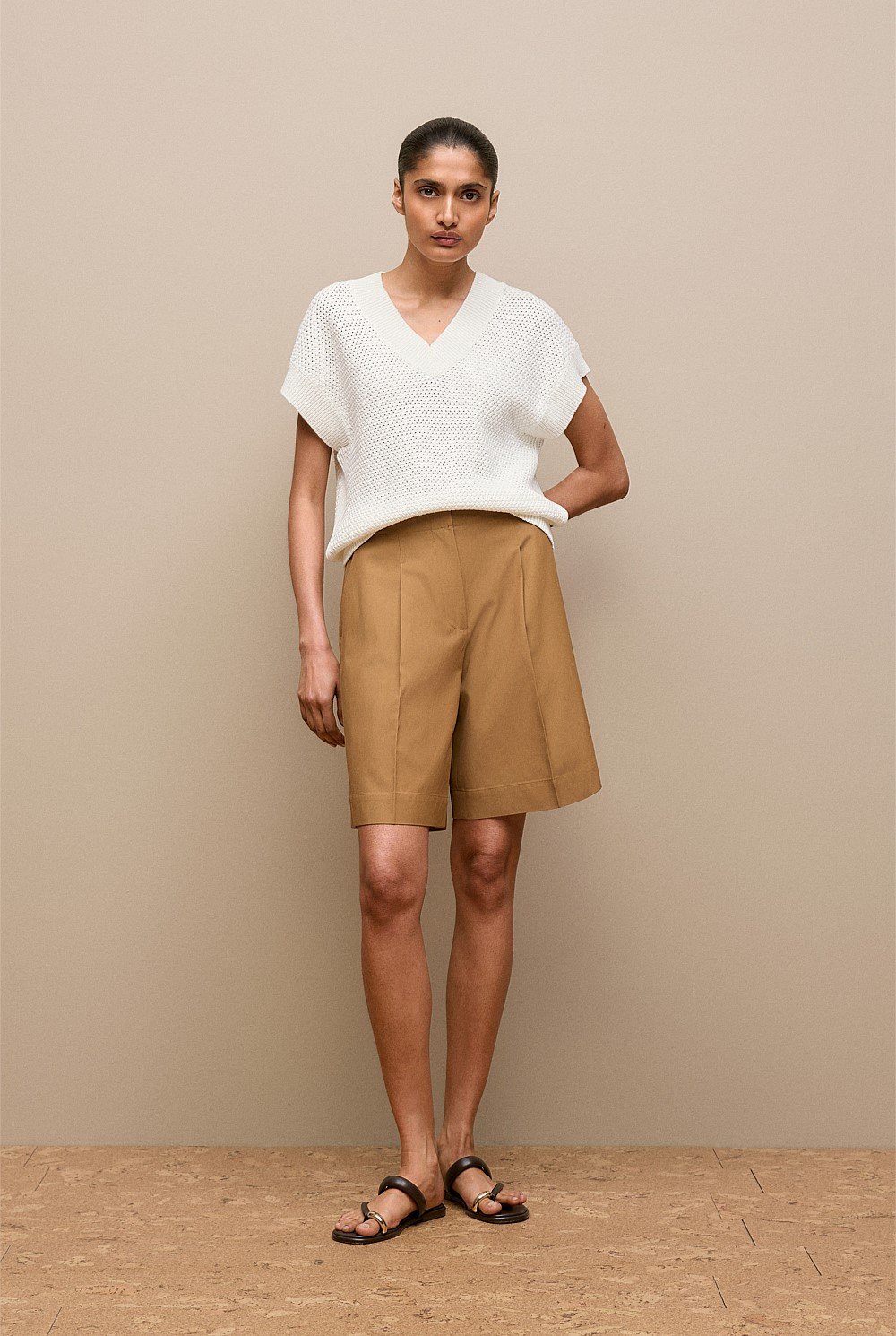 Mercerised Cotton Basketweave Knit Vest