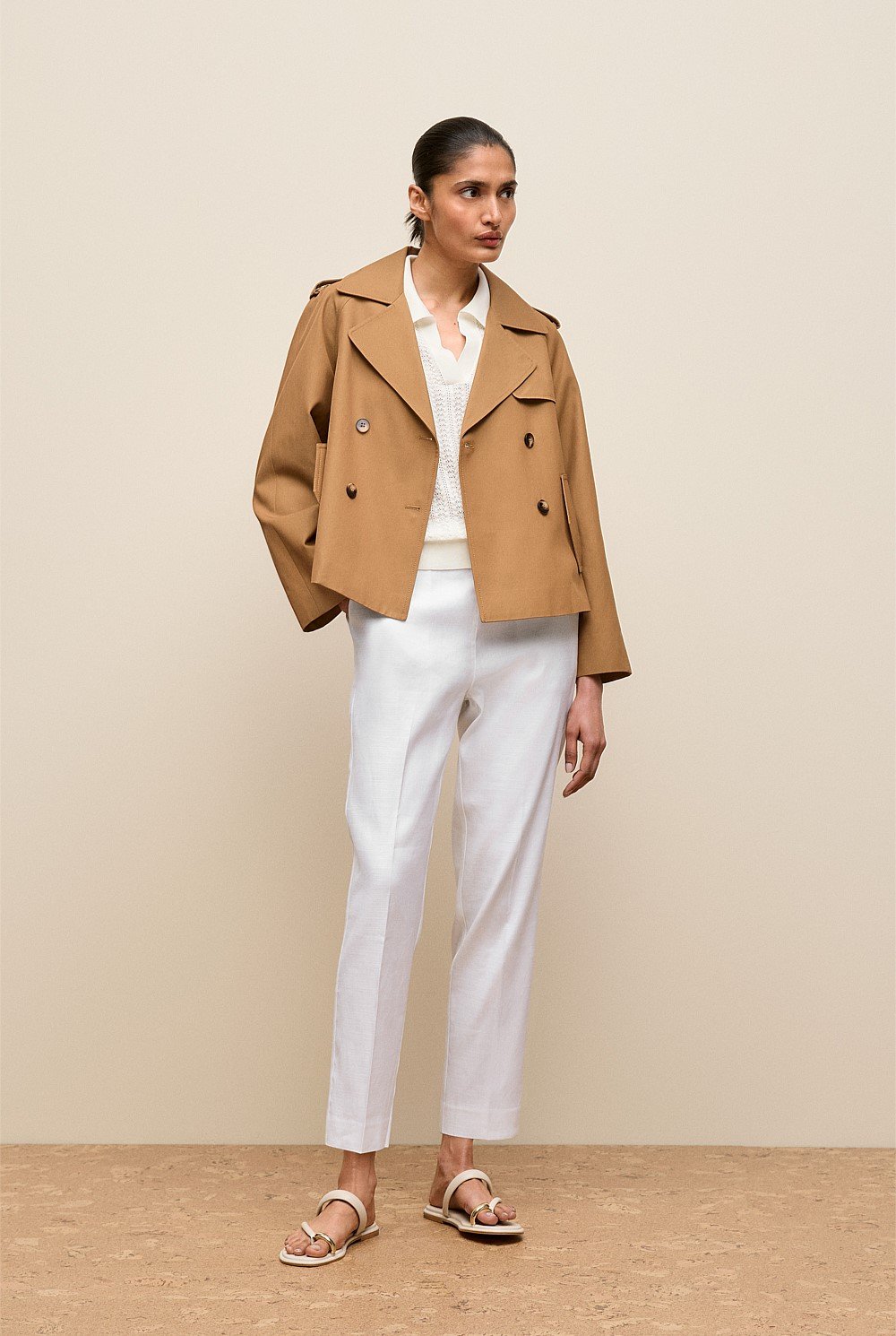 Stretch Linen Blend Pull On Pant