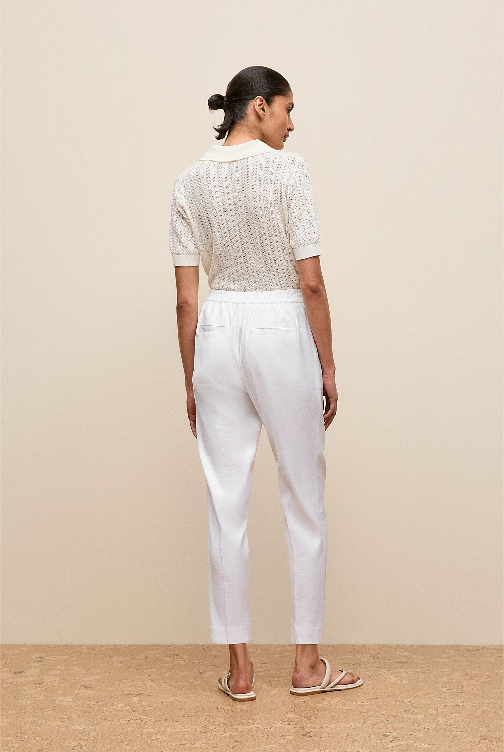 Stretch Linen Blend Pull On Pant