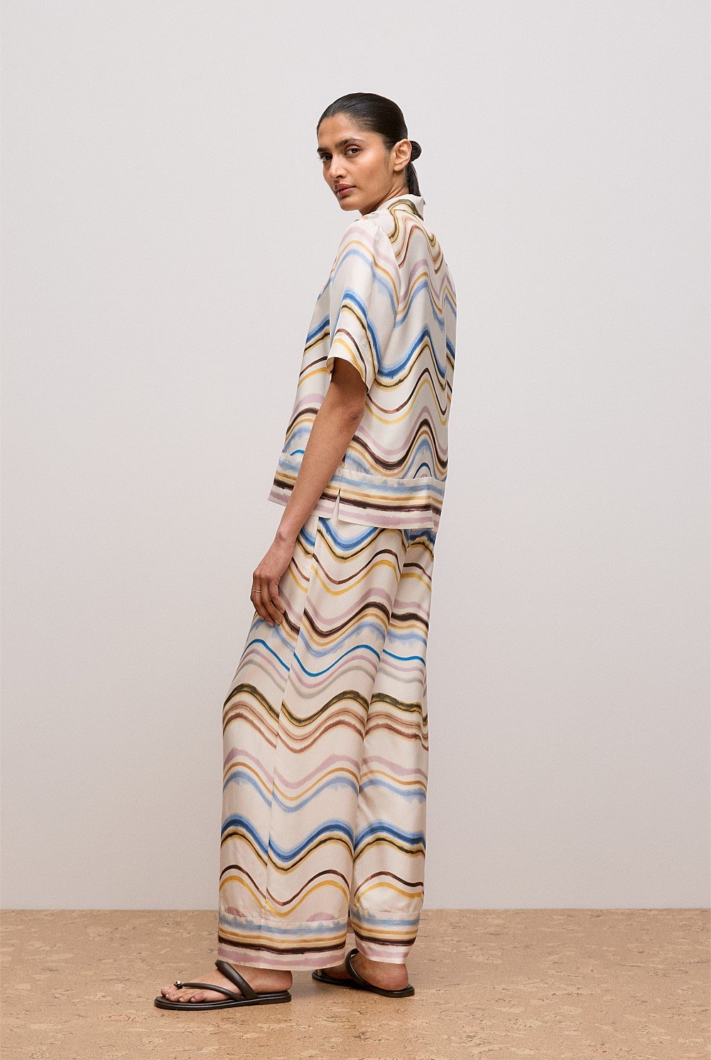 Wave Stripe Silk Pull On Pant