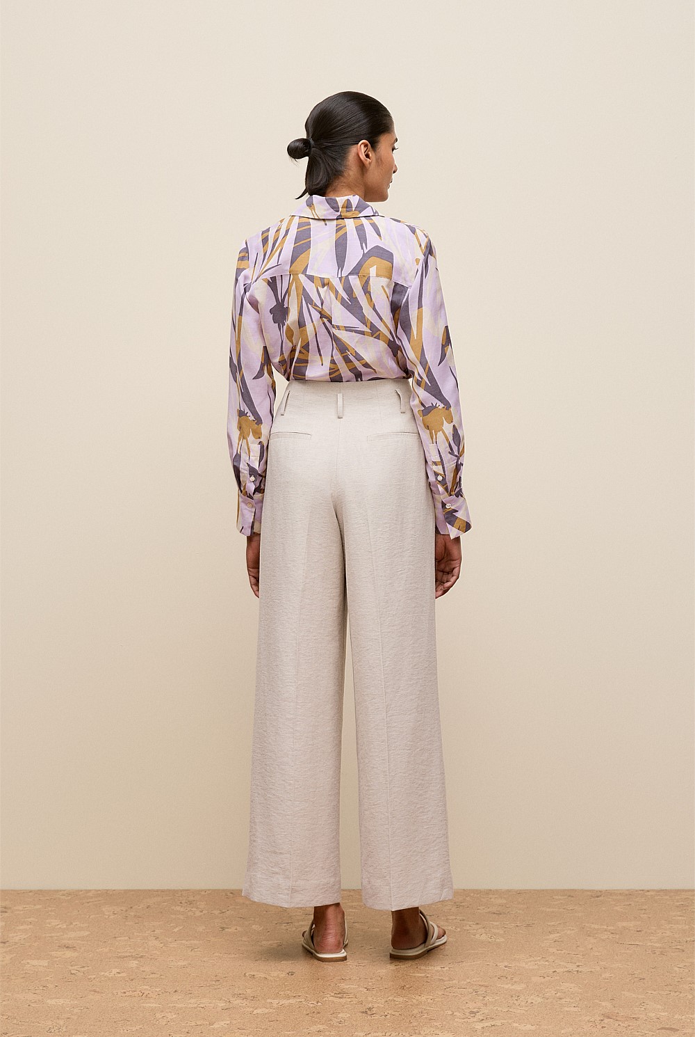 Linen Blend Double Pleat Pant