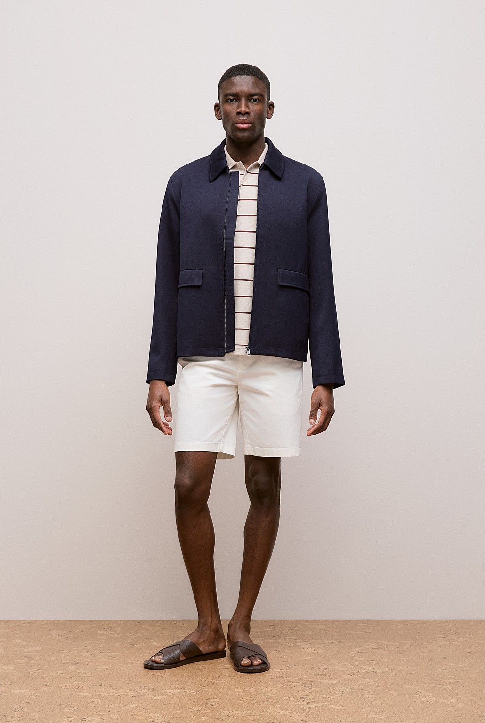 Pique Fine Stripe Monogram Polo