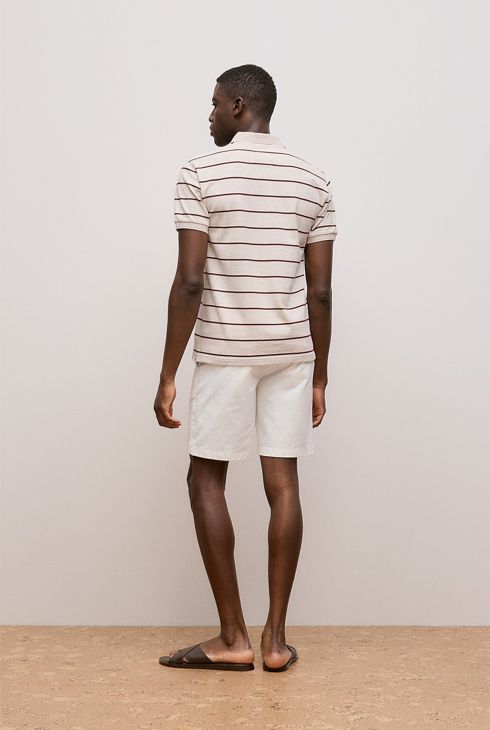Pique Fine Stripe Monogram Polo