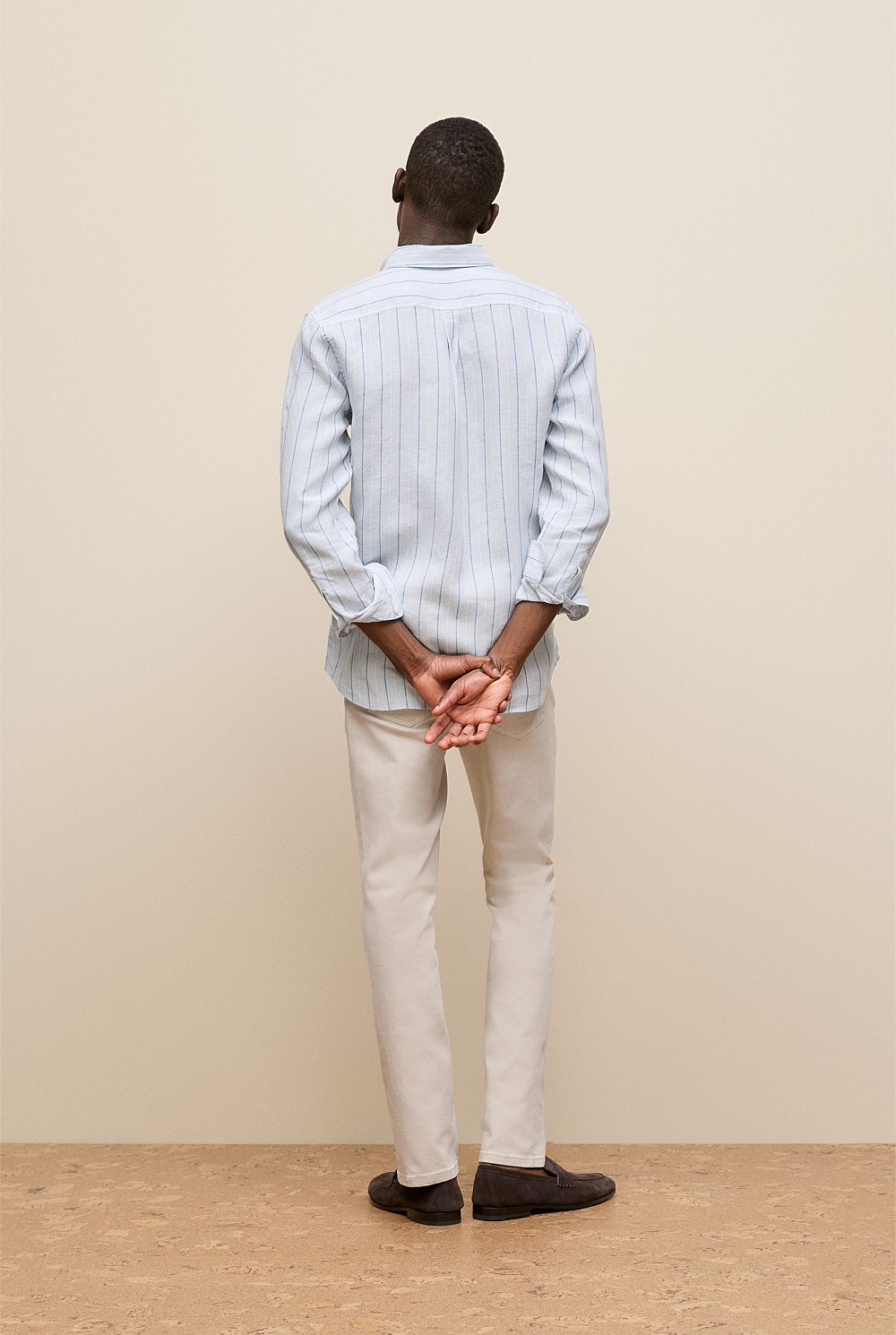 Regular Fit Candy Stripe Linen Long Sleeve Shirt