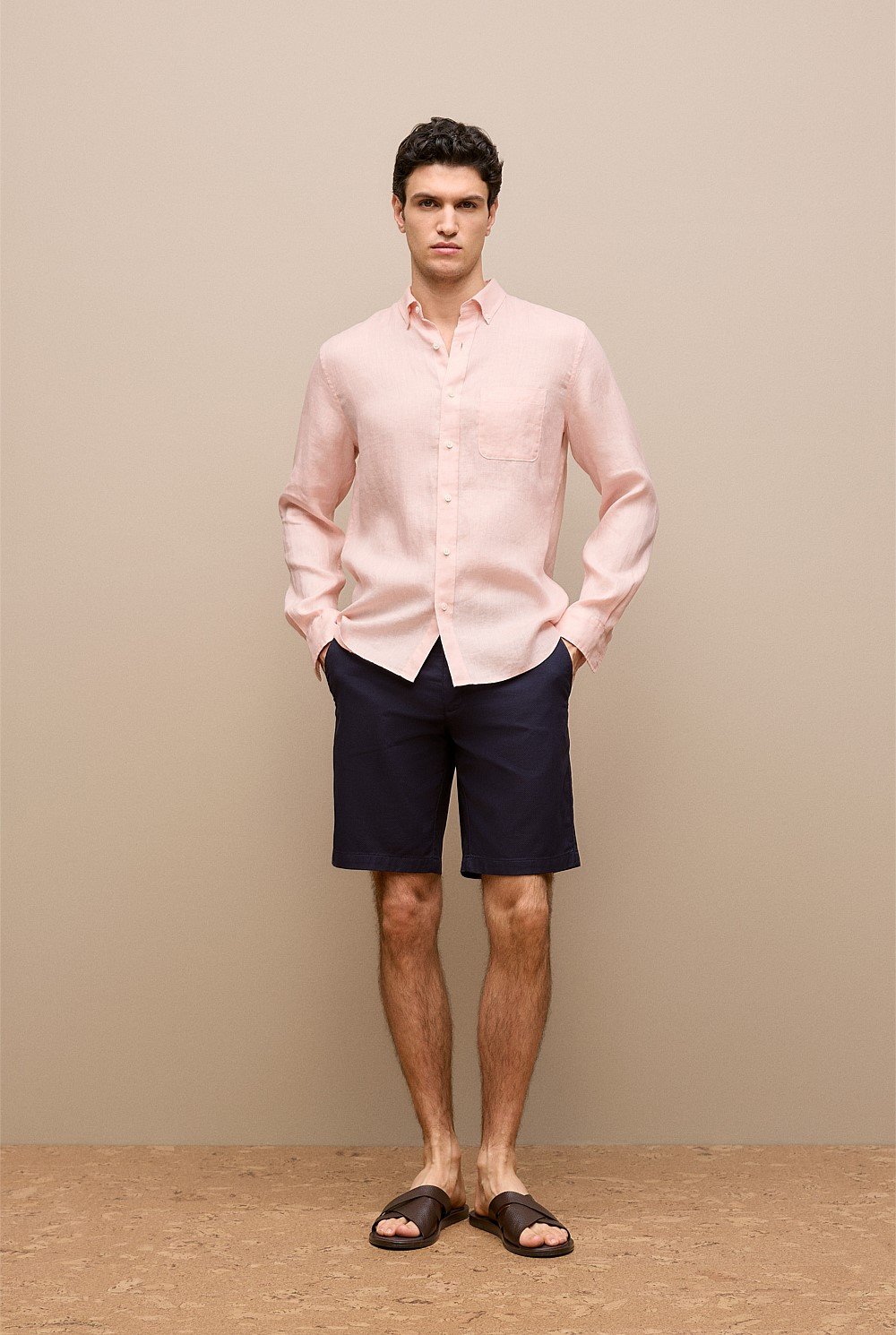 Stretch Cotton Dobby Longline Short