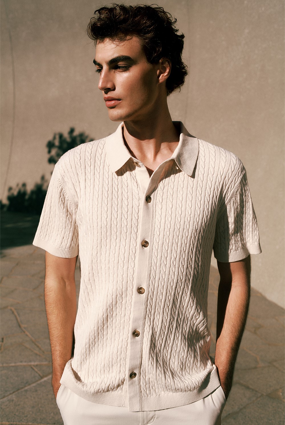 Cotton Cable Short Sleeve Shirt