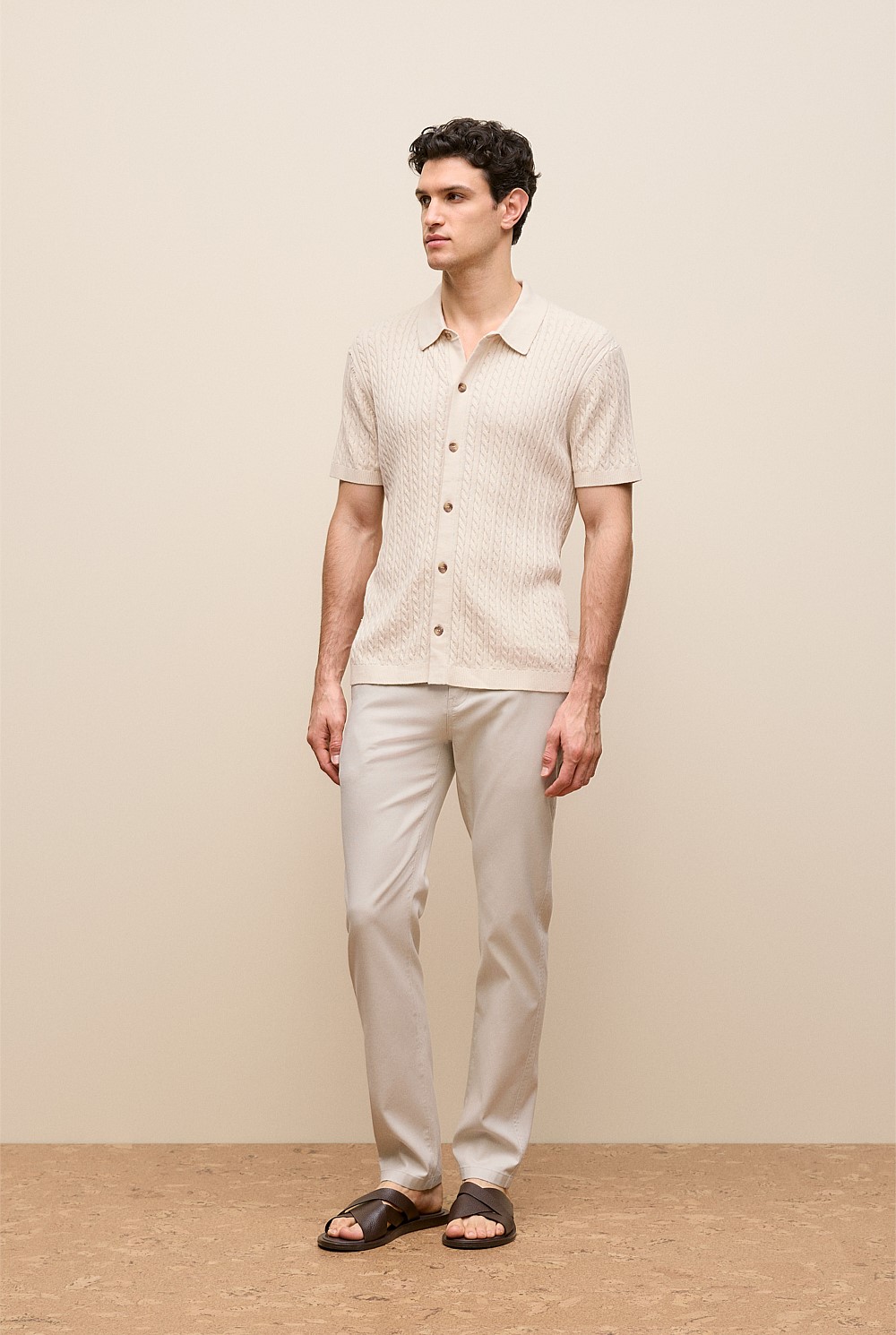 Cotton Cable Short Sleeve Shirt
