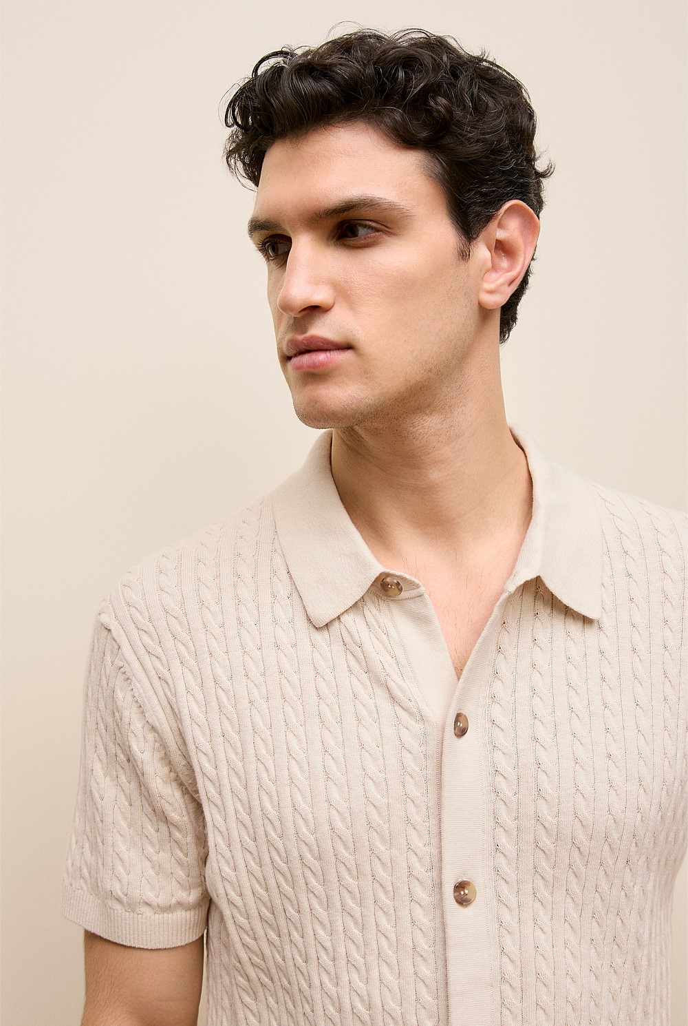 Cotton Cable Short Sleeve Shirt