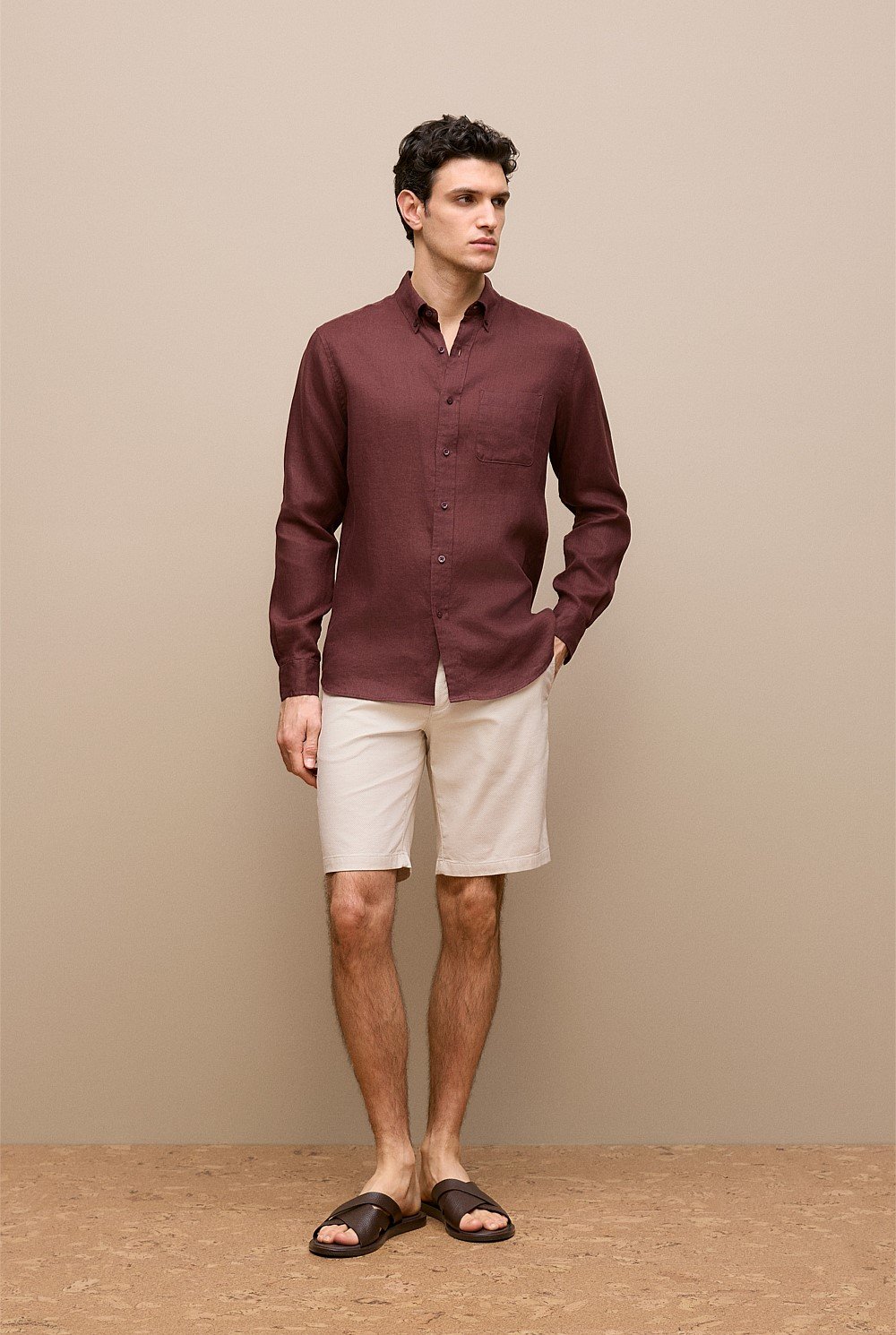 Stretch Cotton Dobby Longline Short