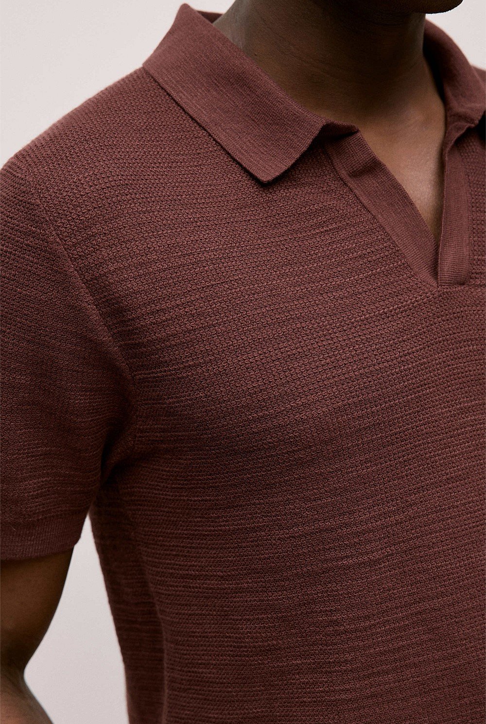 Cotton Linen Collared Knit Polo