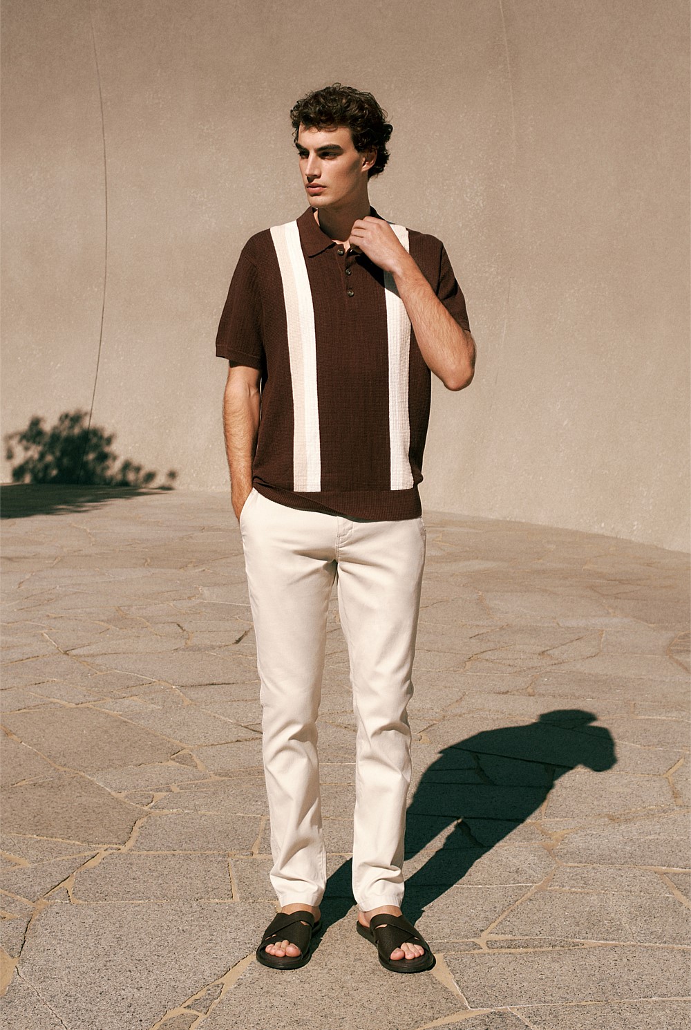 Cotton Linen Graphic Knit Polo