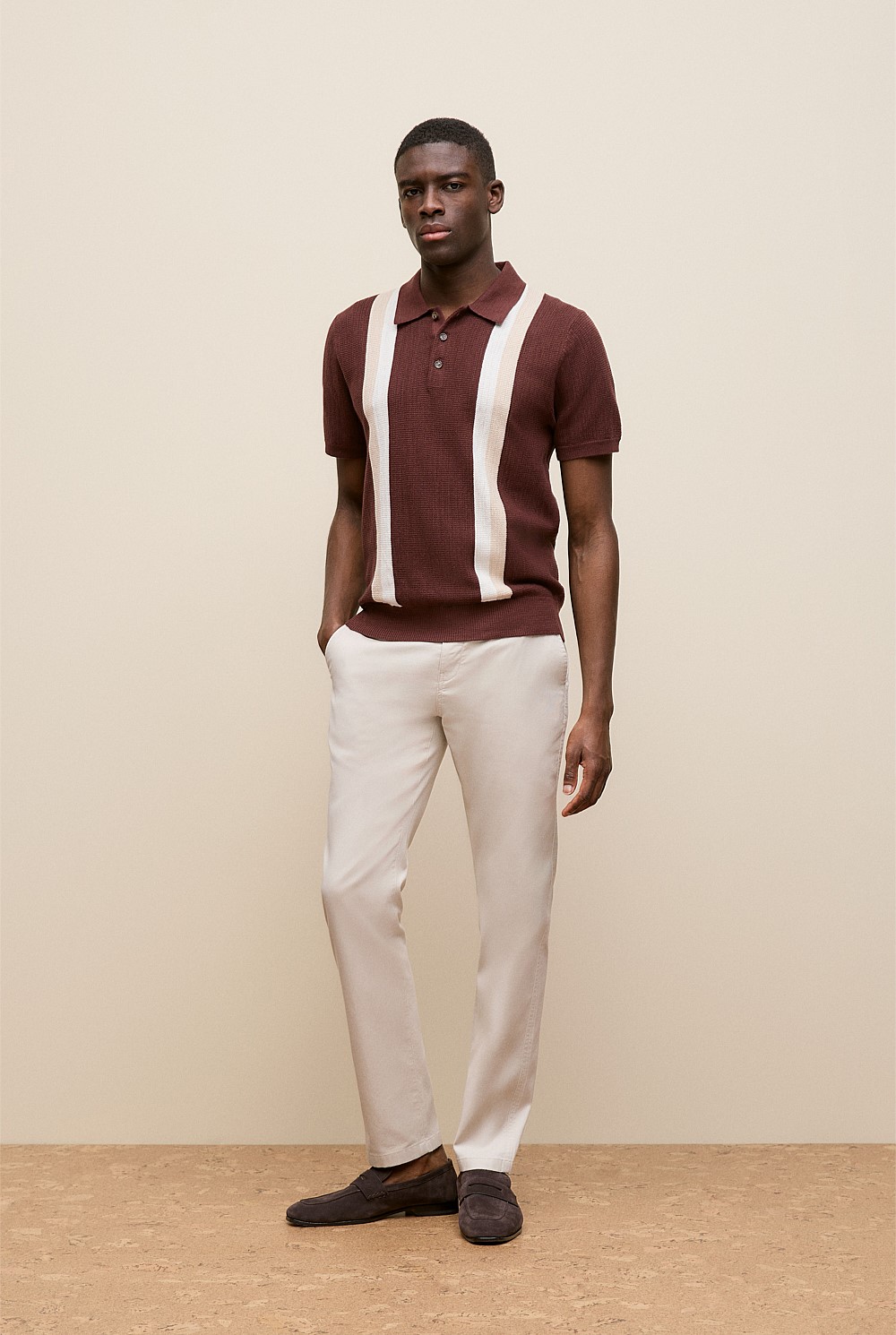 Cotton Linen Graphic Knit Polo