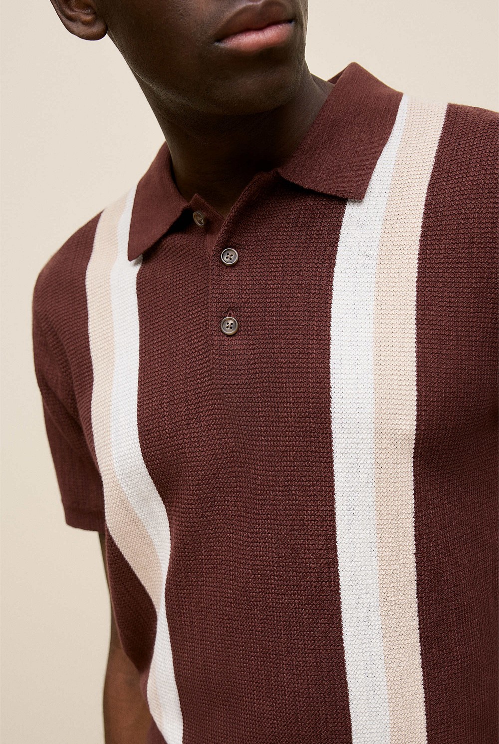 Cotton Linen Graphic Knit Polo